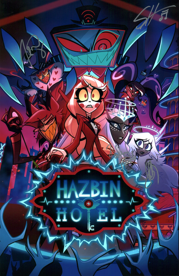 Hazbin Hotel 11x17 Signed Cast x4 Photo Poster JSA Certified Autograph