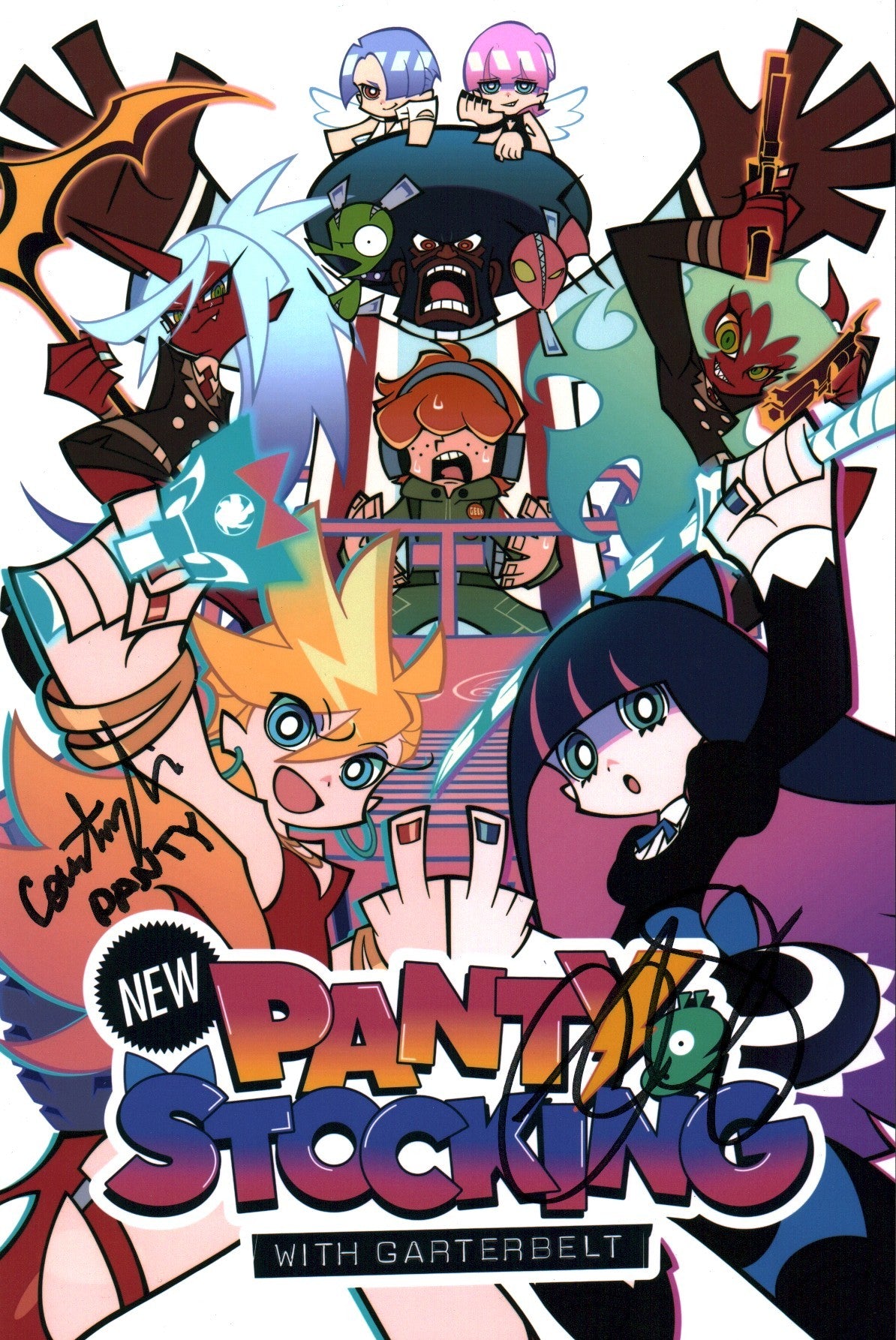 Panty & Stocking with Garterbelt 8x12 Photo Cast x2  Courtney Lin, Cristina Vee Signed JSA Certified Autograph