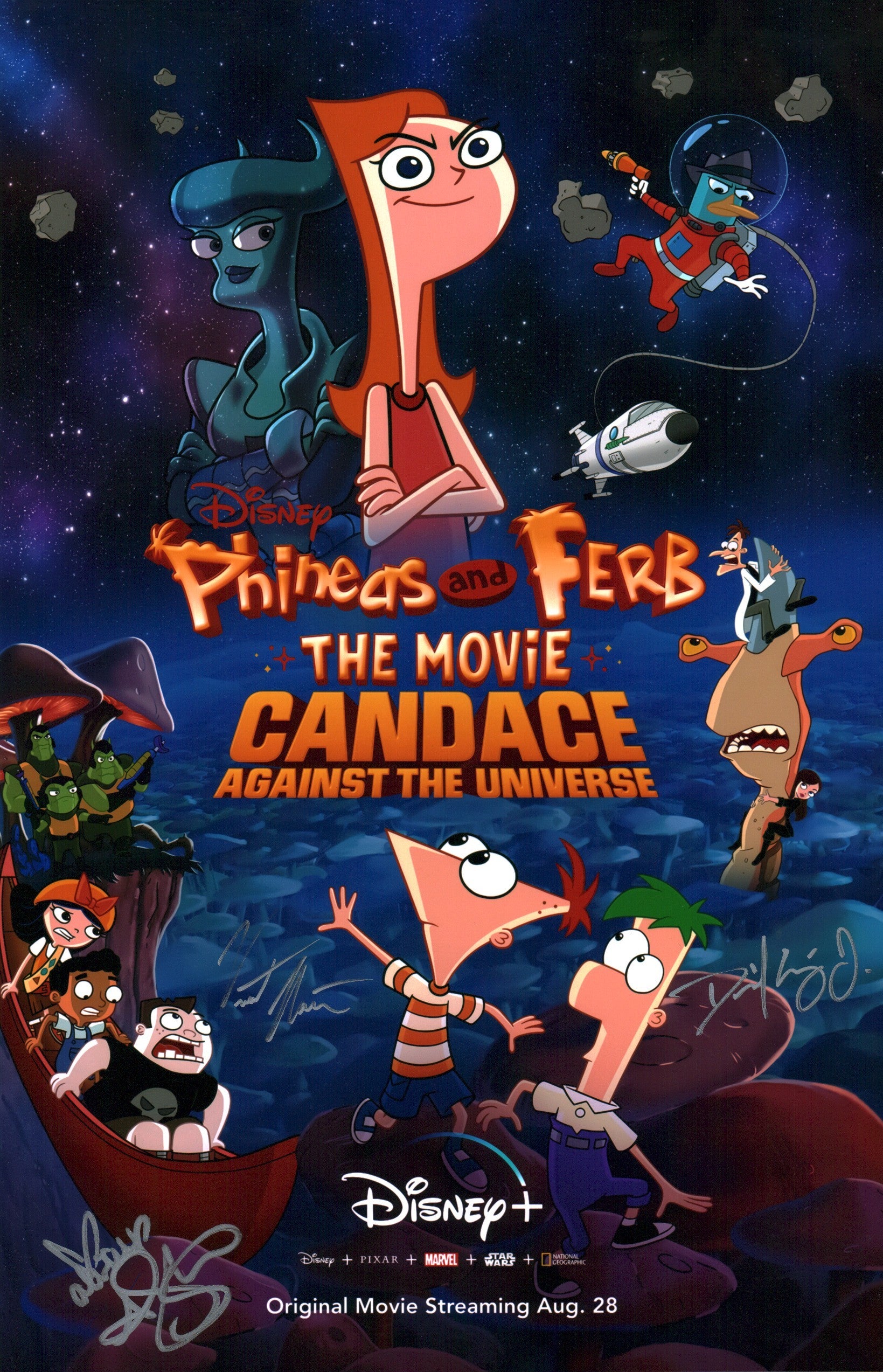 Phineas and Ferb 11x17 Photo Poster Cast x3 Signed Stoner, Errigo, Martella JSA Certified Autograph