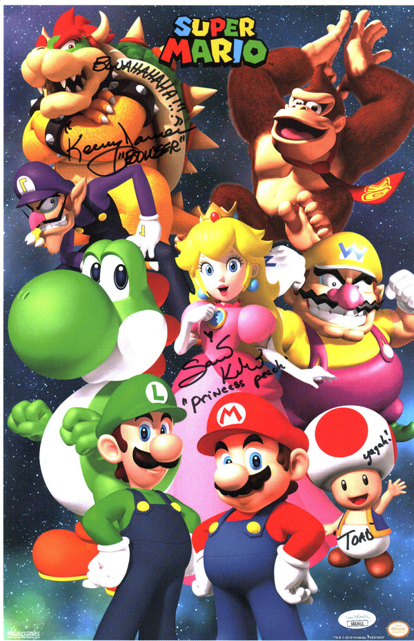 Super Mario 11x17 Photo Poster Cast x2 Signed James, Kelly JSA Certified Autograph