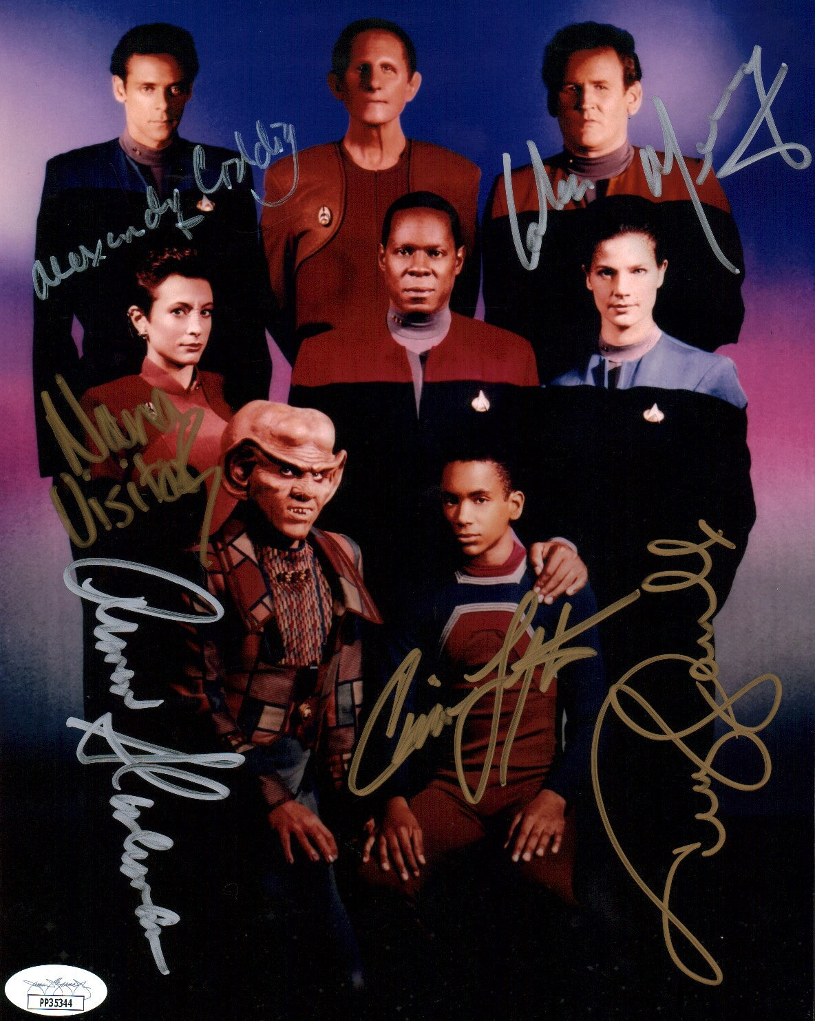 Star Trek: DS9 8x10 Photo Signed Farrell Lofton Meaney Shimerman Siddig Visitor Autograph JSA Certified COA GalaxyCon