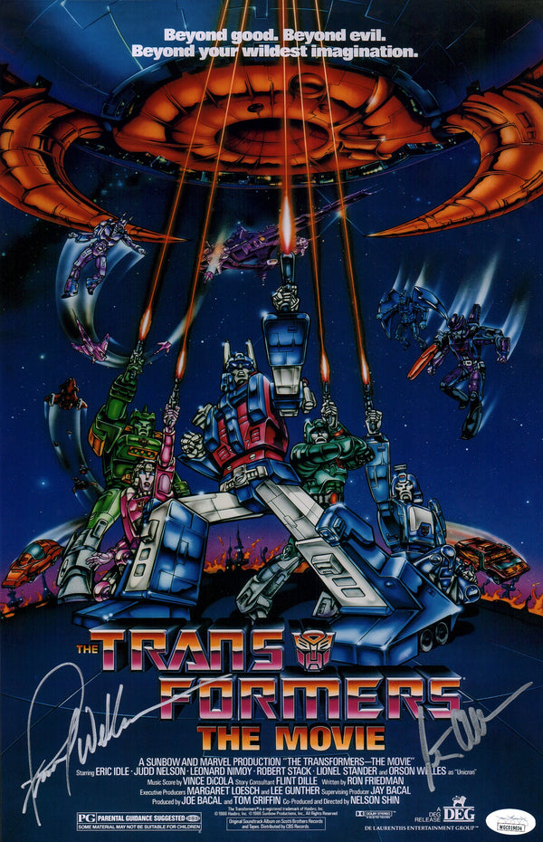 Transformers 11x17 Cast Photo Poster x2 Signed Cullen Welker JSA Certified Autograph
