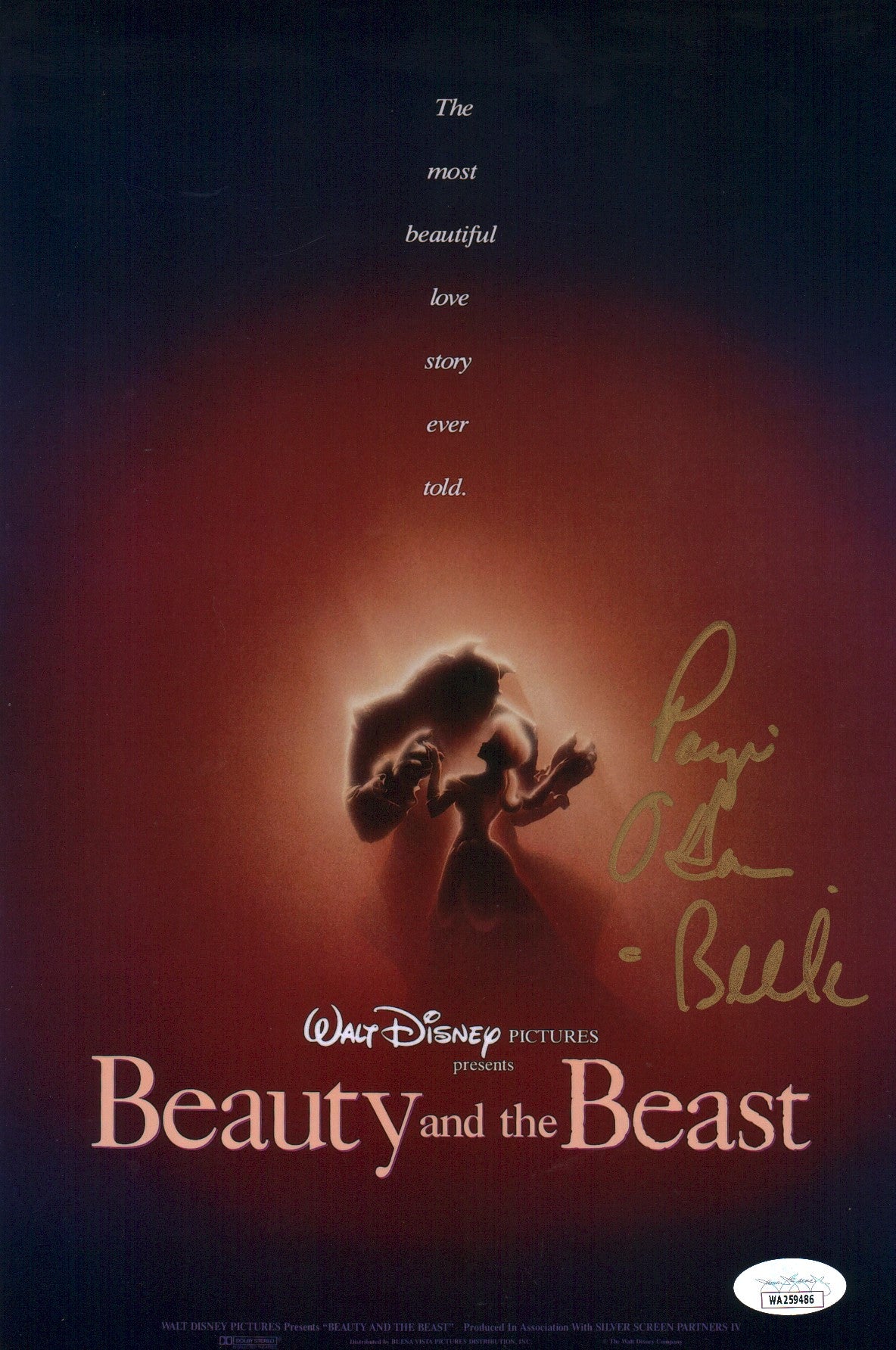 Paige O'Hara Disney Beauty and the Beast 8x12 Signed Photo  JSA COA Certified Autograph