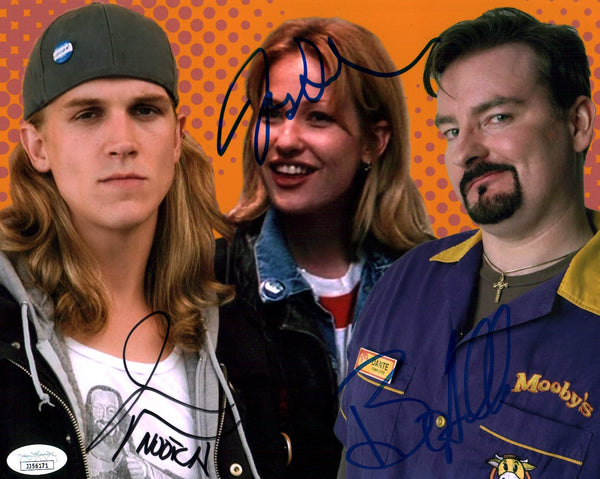 Clerks 8x10 Photo Cast x3 Signed O'Halloran Adams Mewes JSA Certified Autograph