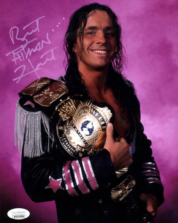 Bret The Hitman Hart Wrestling 8x10 Photo Signed Autograph JSA Certified COA