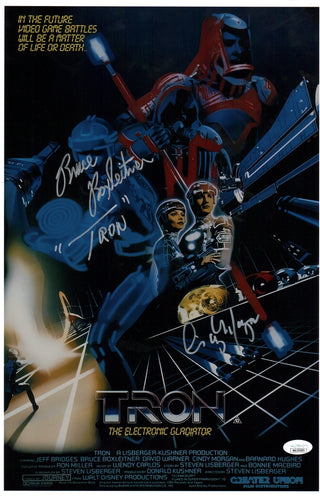 TRON 11x17 Cast Photo Poster x2 Signed Boxleitner Morgan JSA Certified Autograph GalaxyCon