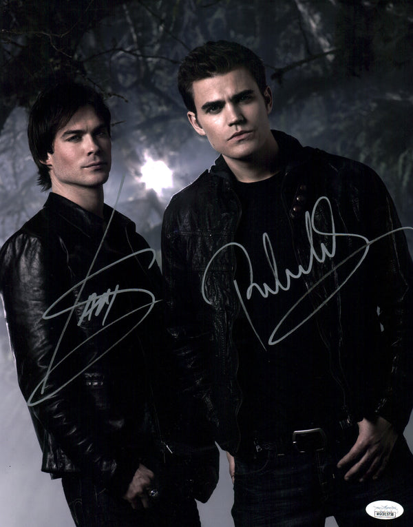 The Vampire Diaries 11x14 Signed Photo Poster Cast x2 Wesely Somerhalder JSA COA Certified Autograph