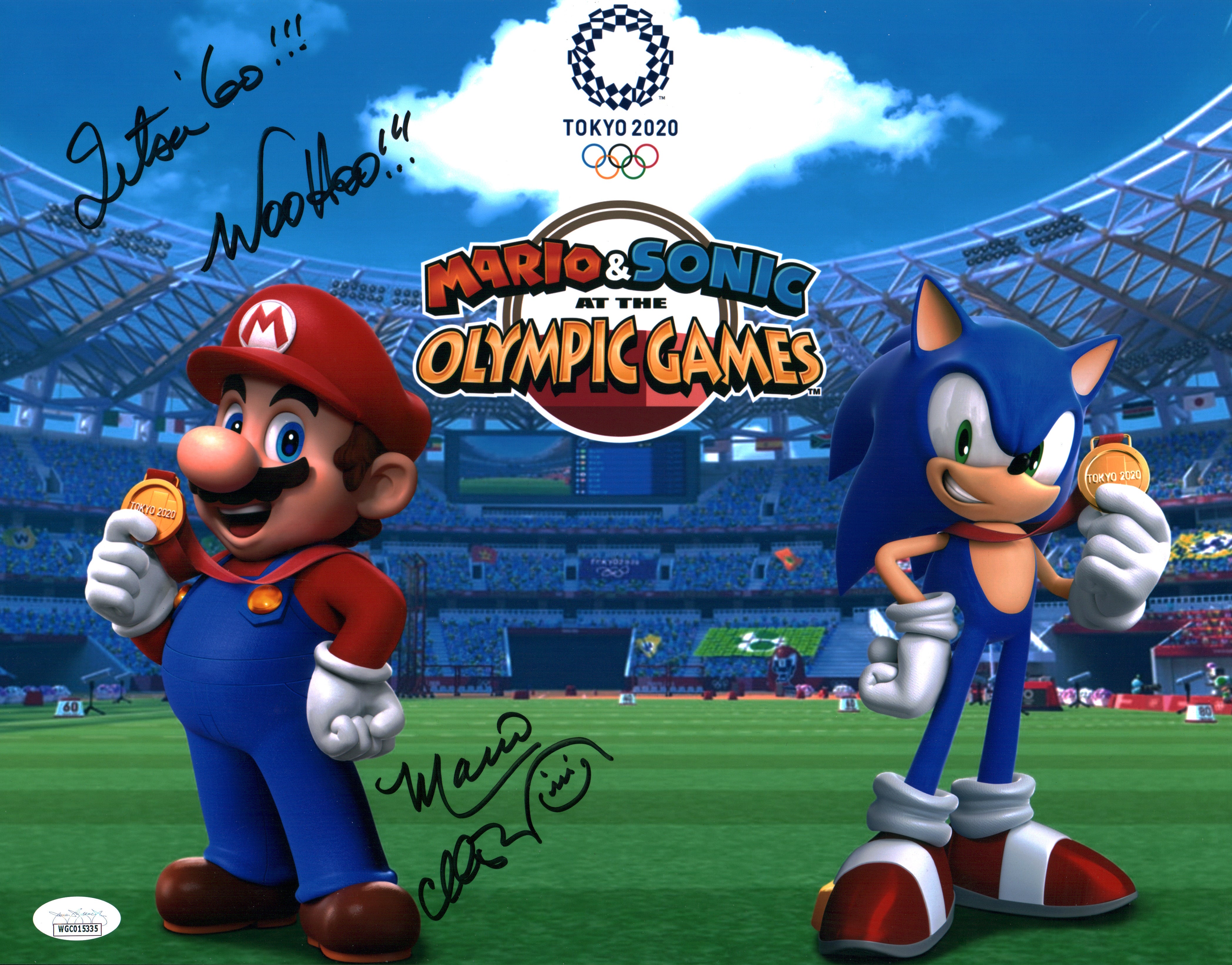 Charles Martinet Mario & Sonic at the Olympic Games 11x14 Signed Photo Poster JSA Certified Autograph