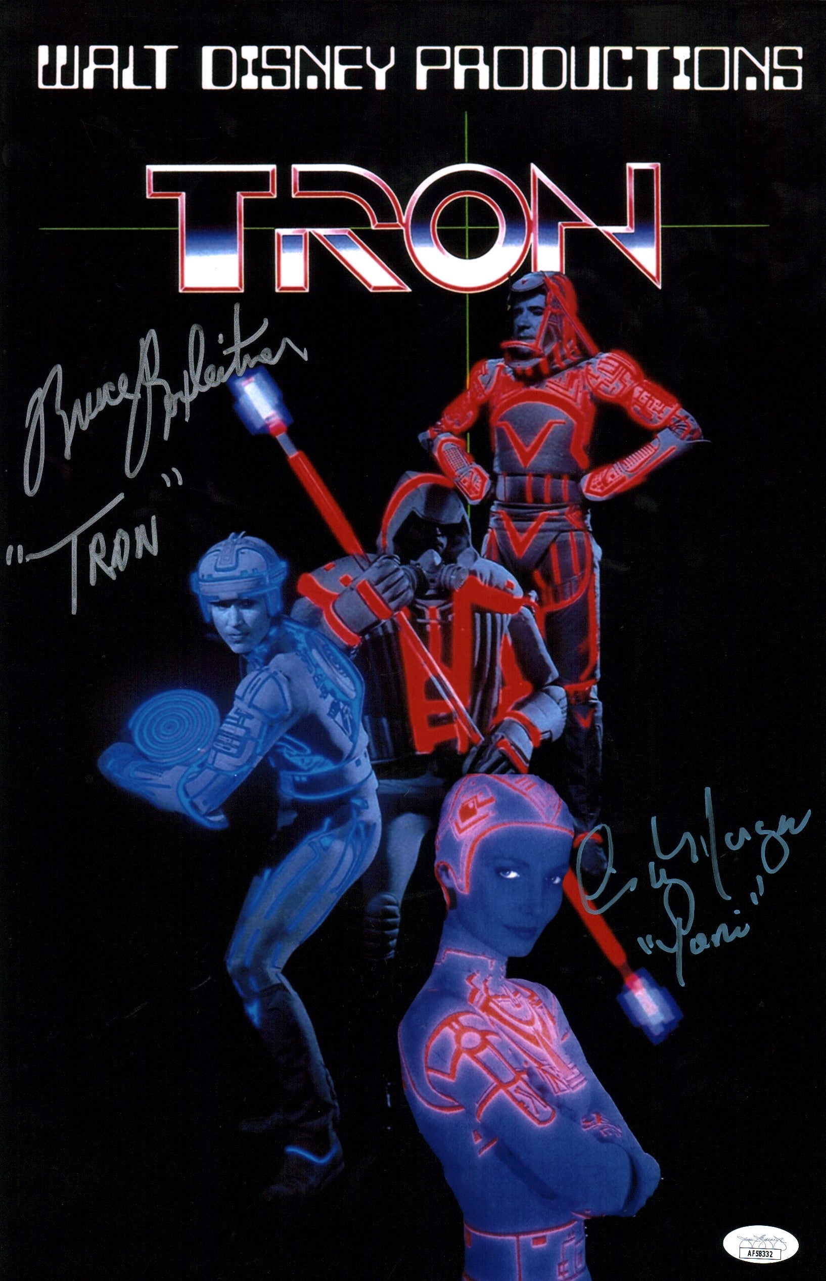 TRON 11x17 Cast x2 Photo Poster Signed Boxleitner Morgan JSA Certified Autograph