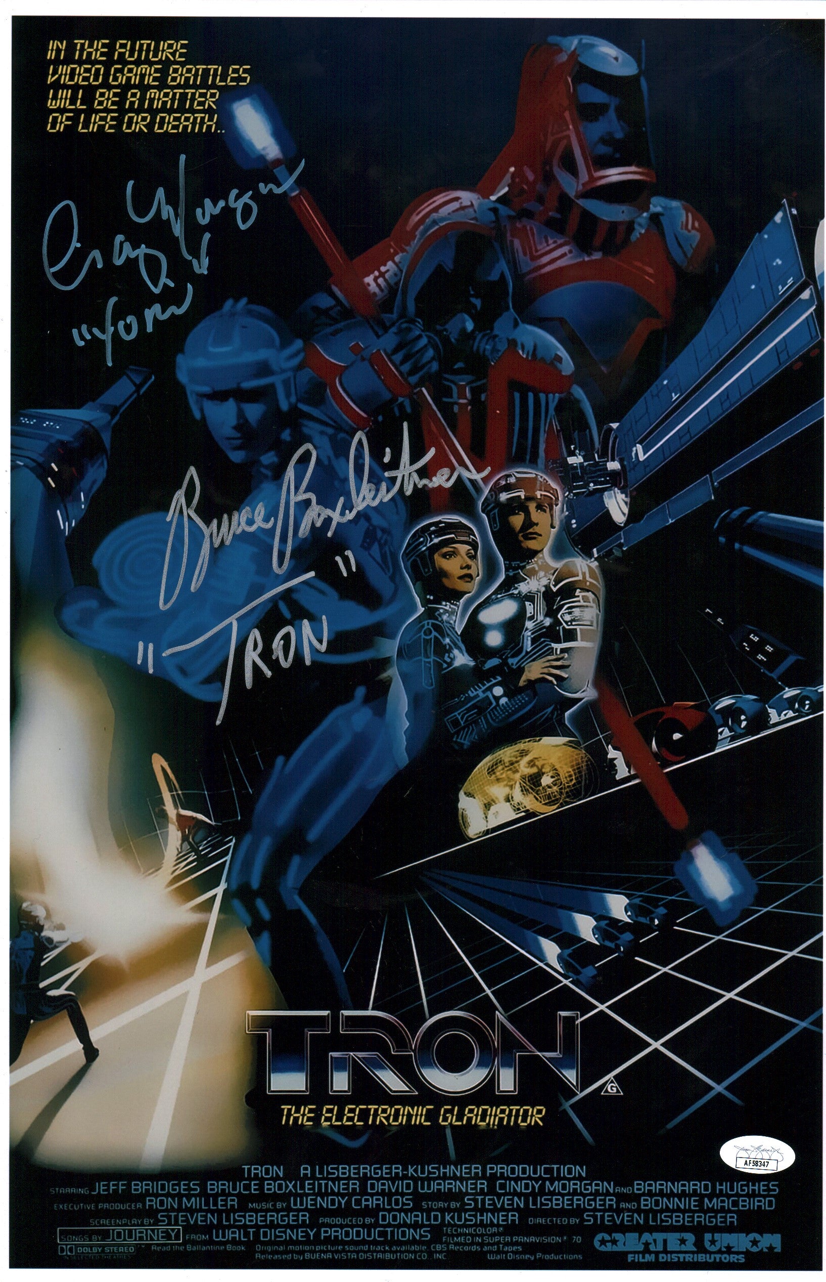 TRON 11x17 Cast x2 Photo Poster Signed Boxleitner Morgan JSA Certified Autograph