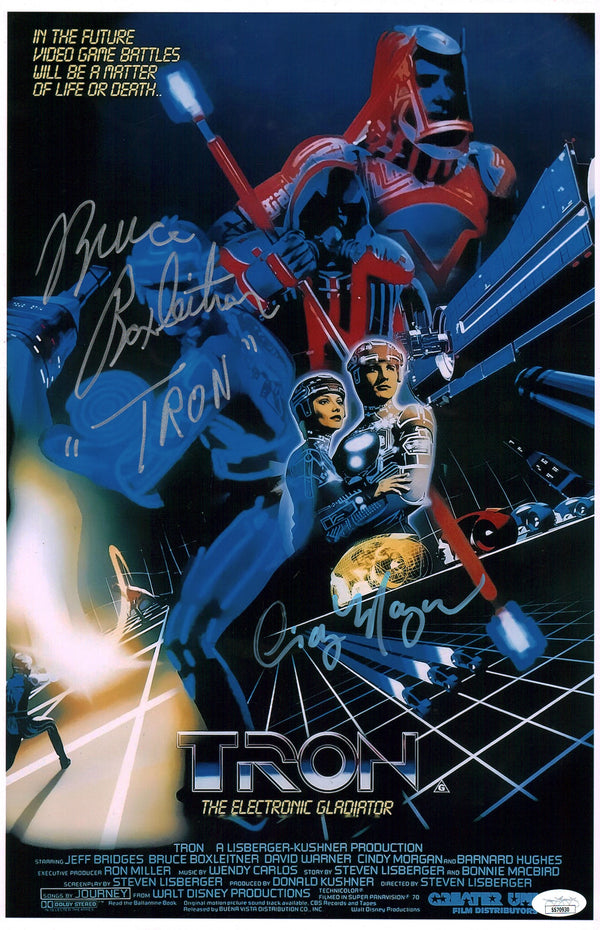 TRON 11x17 Cast Photo Poster x2 Signed Boxleitner Morgan JSA Certified Autograph GalaxyCon