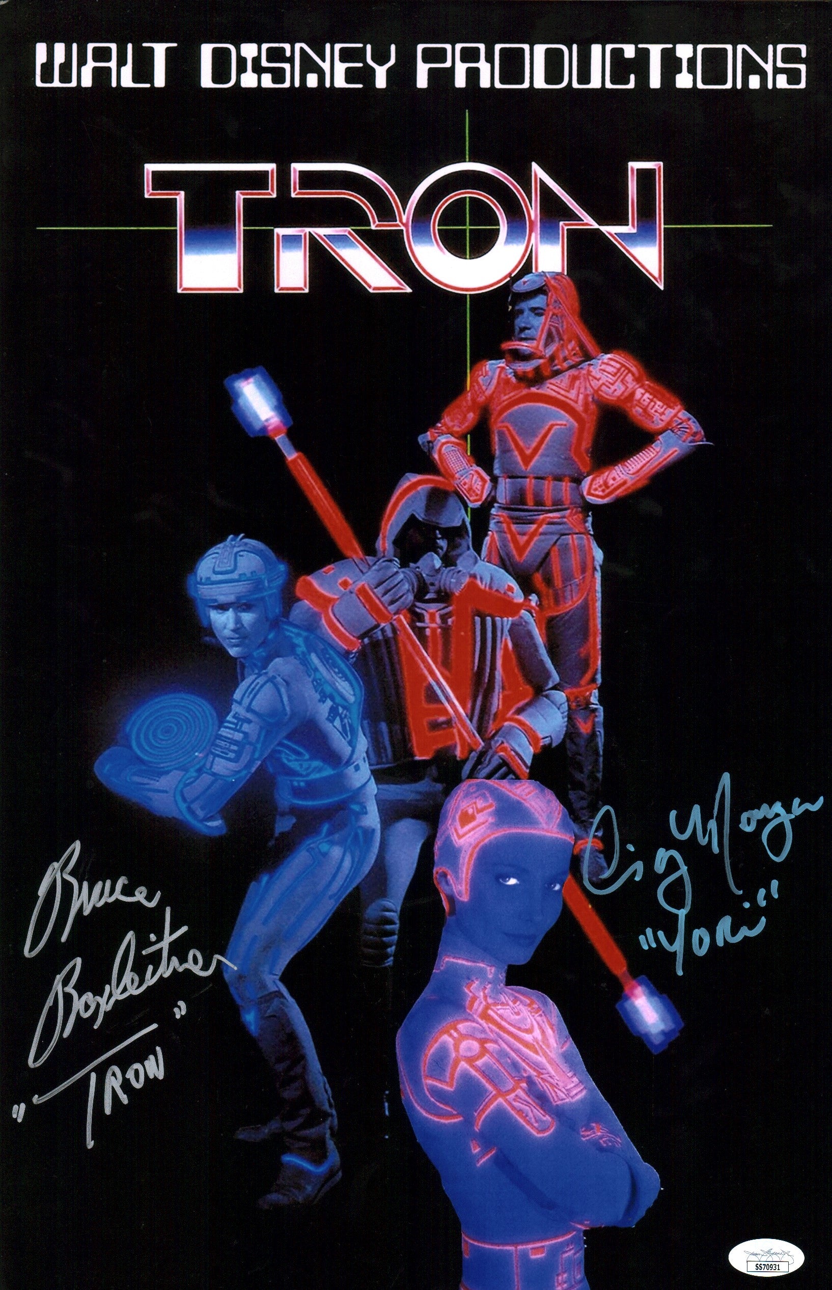 TRON 11x17 Cast x2 Photo Poster Signed Boxleitner, Morgan JSA Certified Autograph