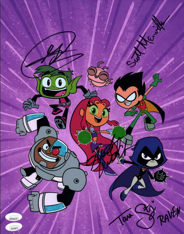 Teen Titans Go! 11x14 Photo Poster Cast x4 Signed Cipes Walch Menville Strong JSA Certified Autograph