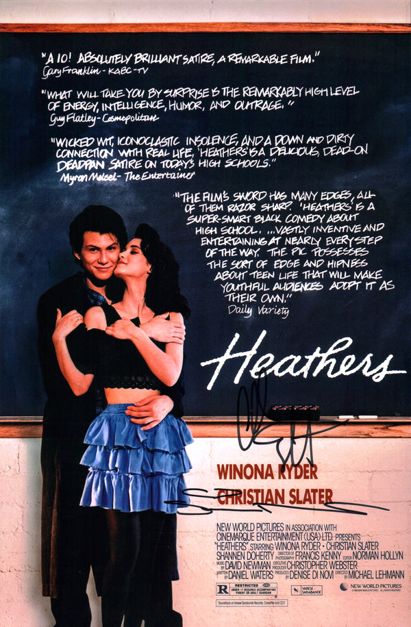 Heathers 11x17 Photo Poster Cast x2 Signed Slater, Doherty JSA Certified Autograph