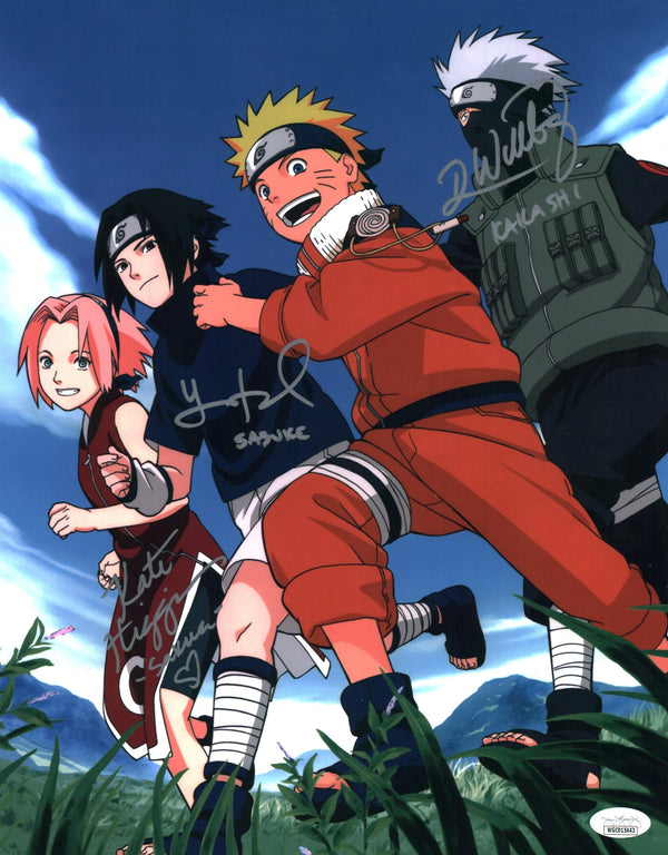 Naruto 11x14 Signed Photo Poster Cast x3 Higgins Wittenberg Lowenthal JSA Certified Autograph