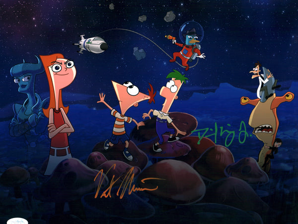 Phineas and Ferb The Movie 11x14 Photo Poster Cast x2 Signed Errigo Martella JSA Certified Autograph