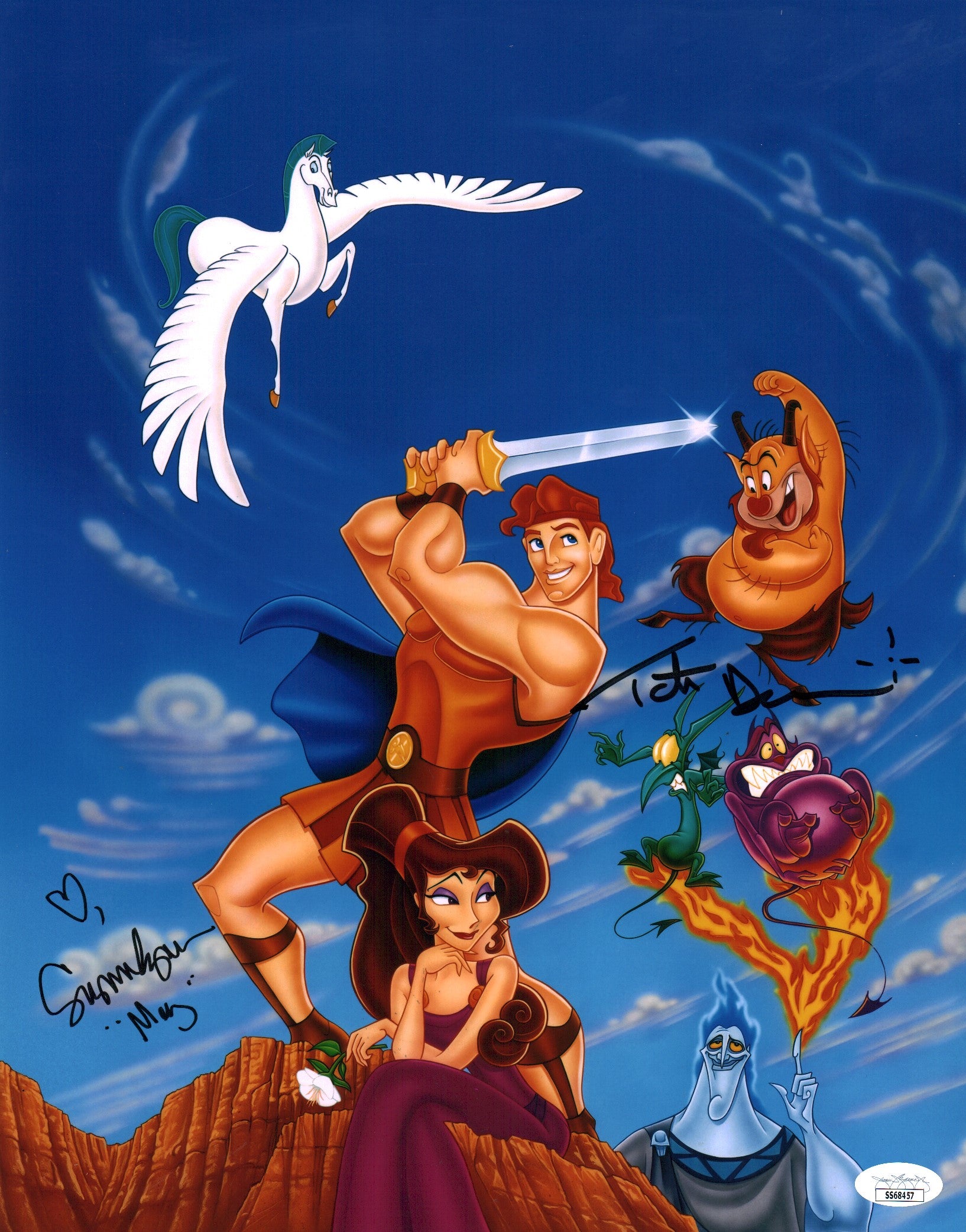 Disney's Hercules 11x14 Cast Photo Poster x2 Signed Egan Donovan JSA Certified Autograph