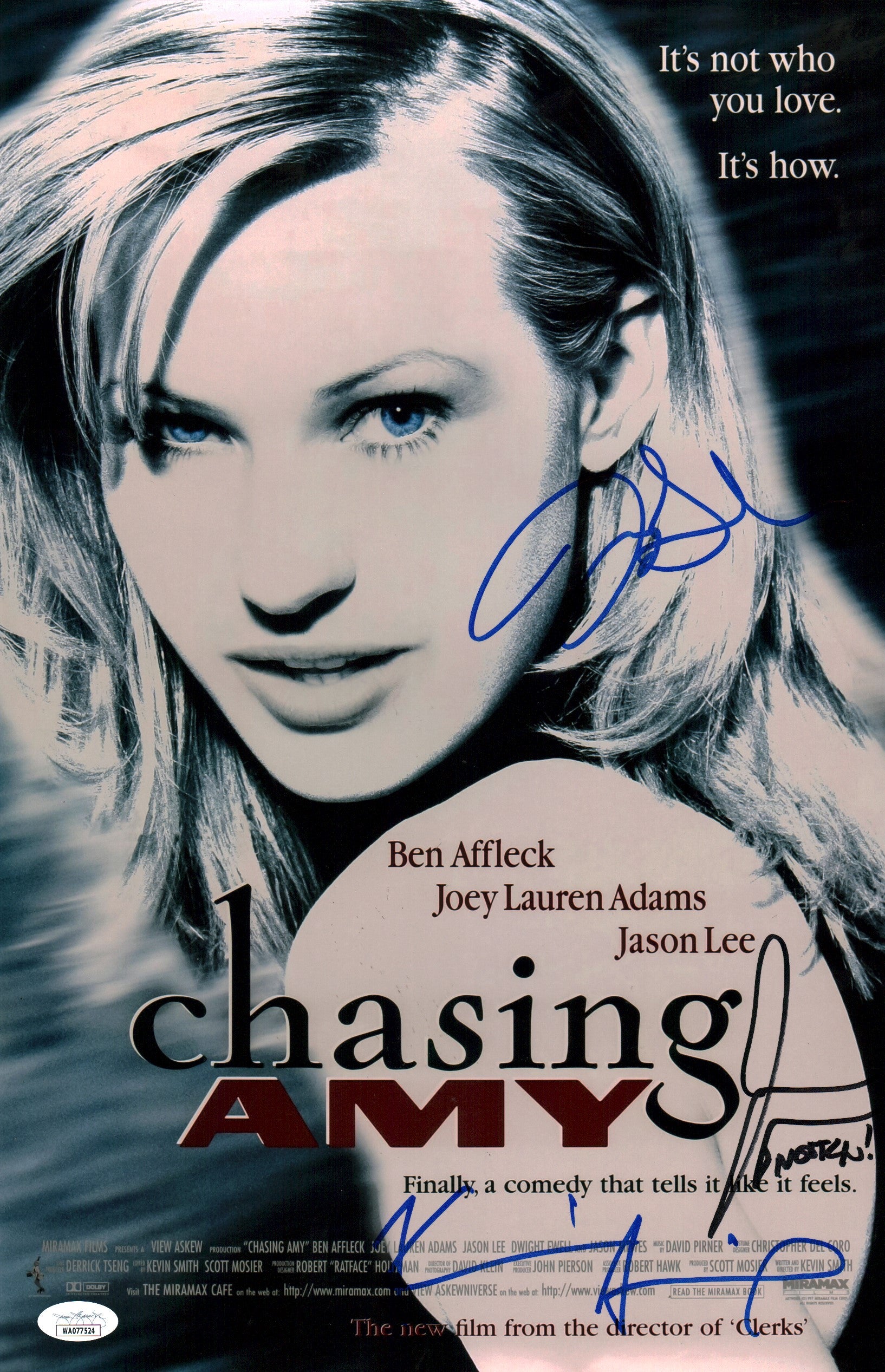 Chasing Amy 11x17 Photo Poster Cast x3 Signed Adams, Smith, Mewes JSA Certified Autograph