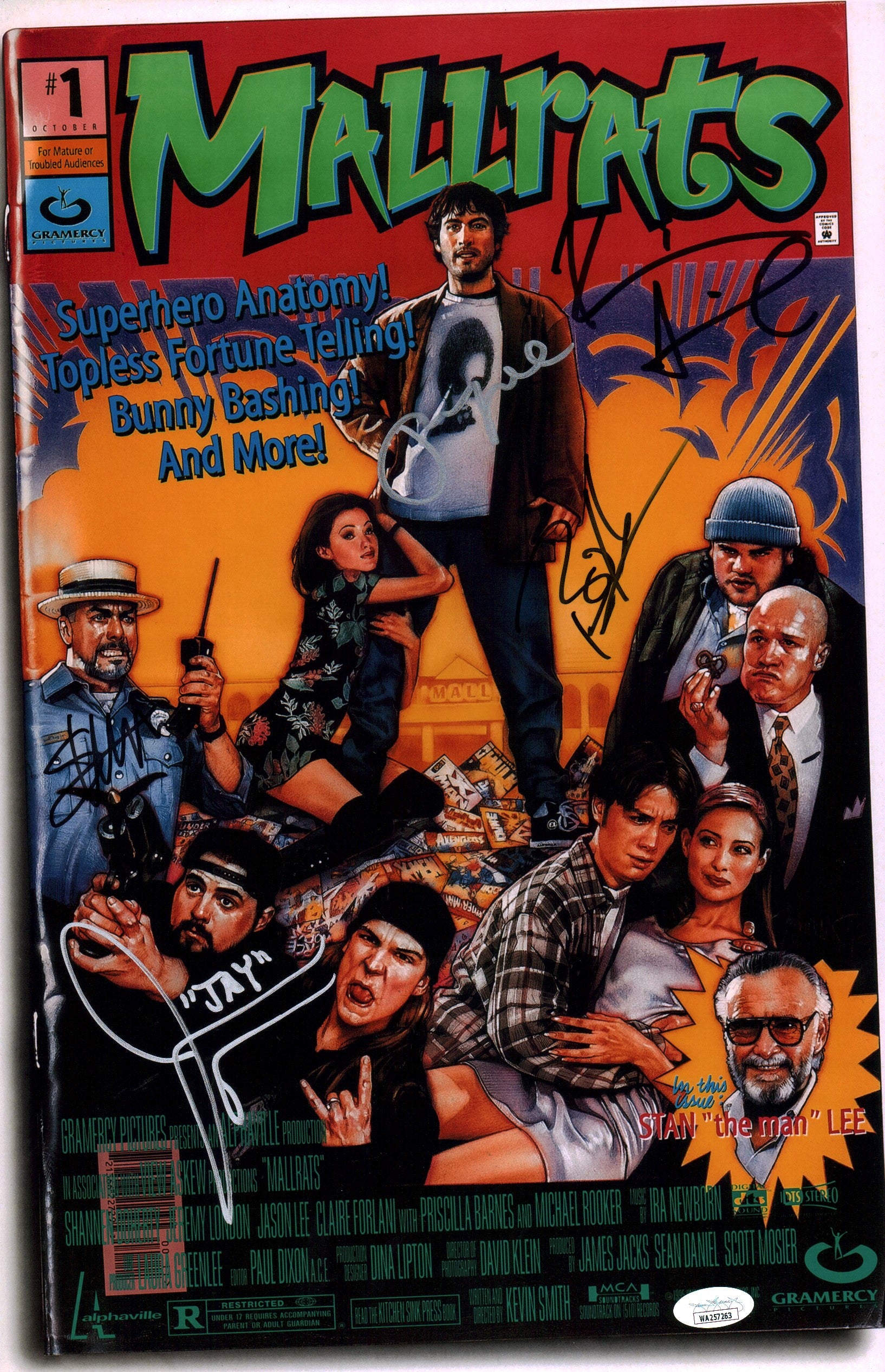 Mallrats 11x17 Signed Photo Poster Cast x5 Lee Mewes O'Halloran Smith Thorson JSA Certified Autograph