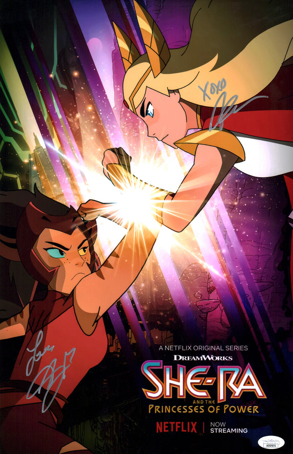 She-Ra Princess of Power 11x17 Photo Poster Cast x2 Signed Carrero, Michalka JSA Certified Autograph