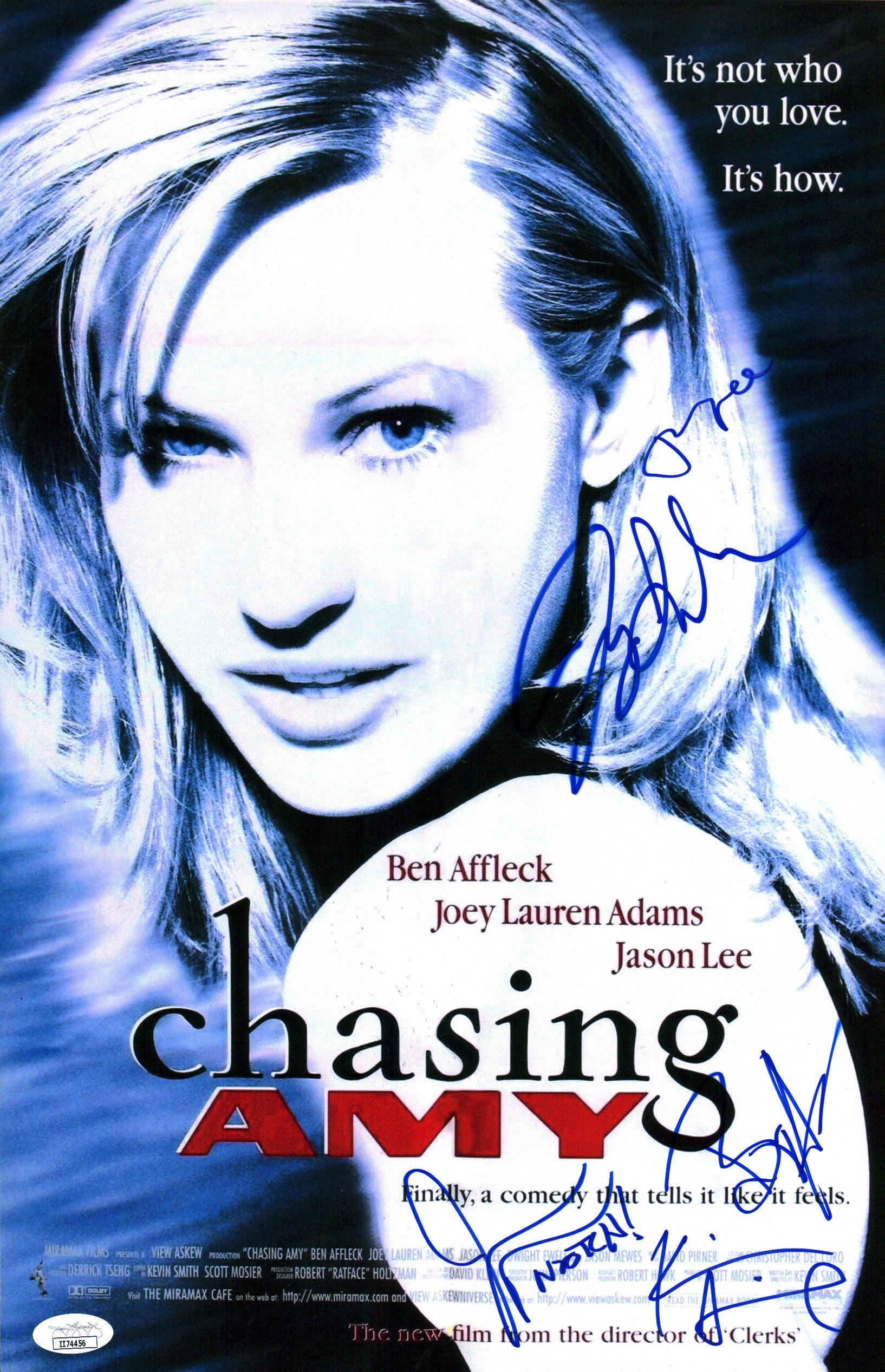 Chasing Amy 11x17 Signed Photo Poster Cast x5 Lee Adams Mewes O'Halloran Smith JSA Certified