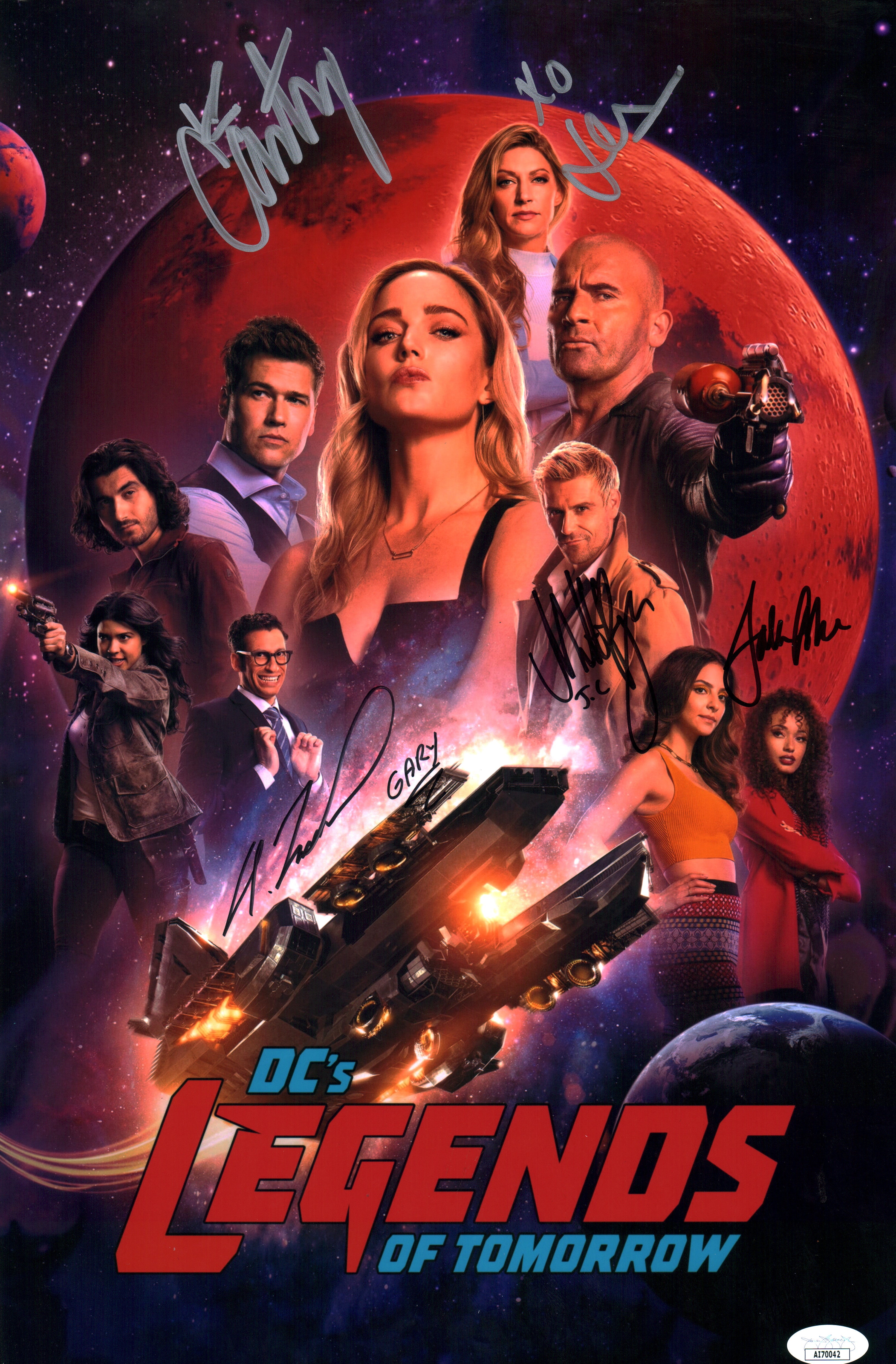 DC Legends of Tomorrow 11x17 Mini Poster Cast x5 Signed Ashe Ryan Lotz Macallan Tsekhman JSA Certified Autograph