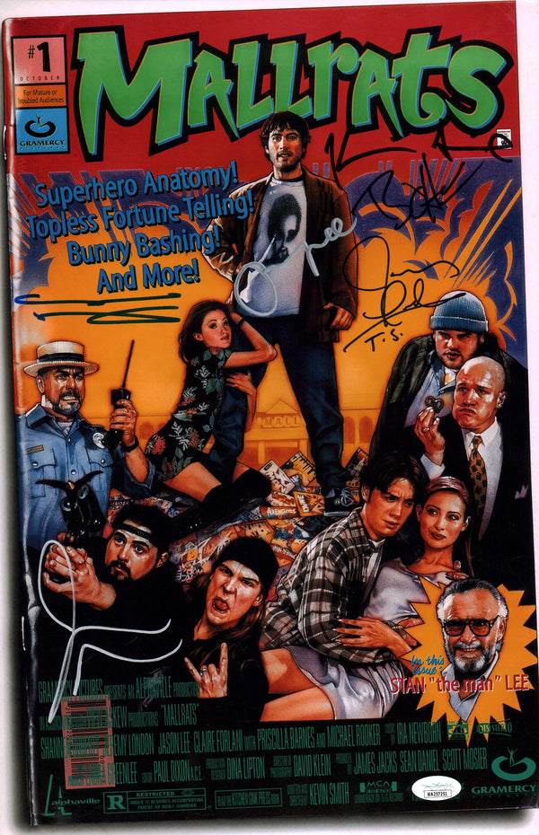 Mallrats 11x17 Photo Poster Cast x6 Signed Lee Mewes O'Halloran Smith Doherty London JSA Certified Autograph