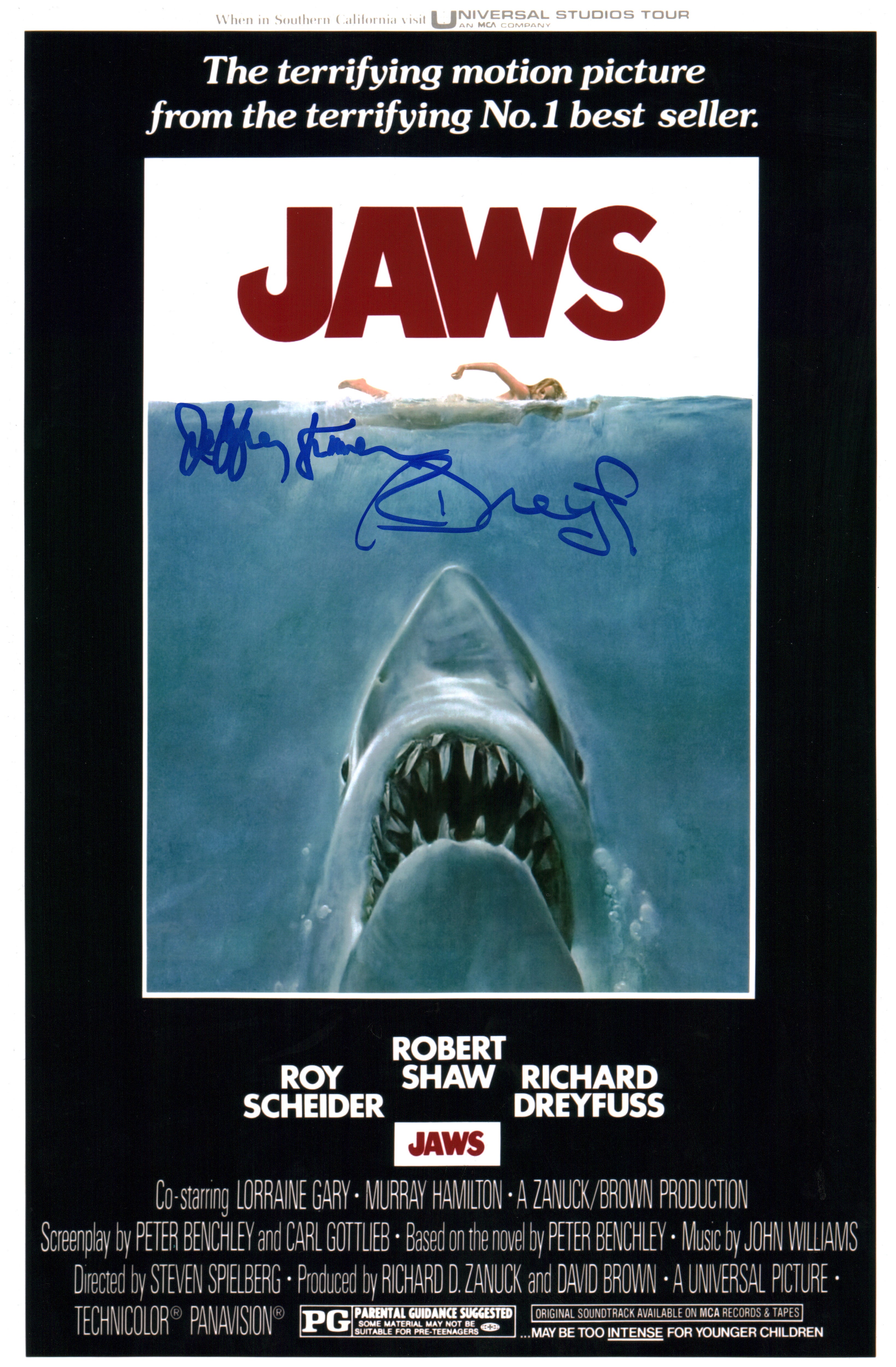 Jaws 11x17 Photo Cast x2 Signed Dreyfuss, Kramer Signed Mini Poster JSA Certified Autograph