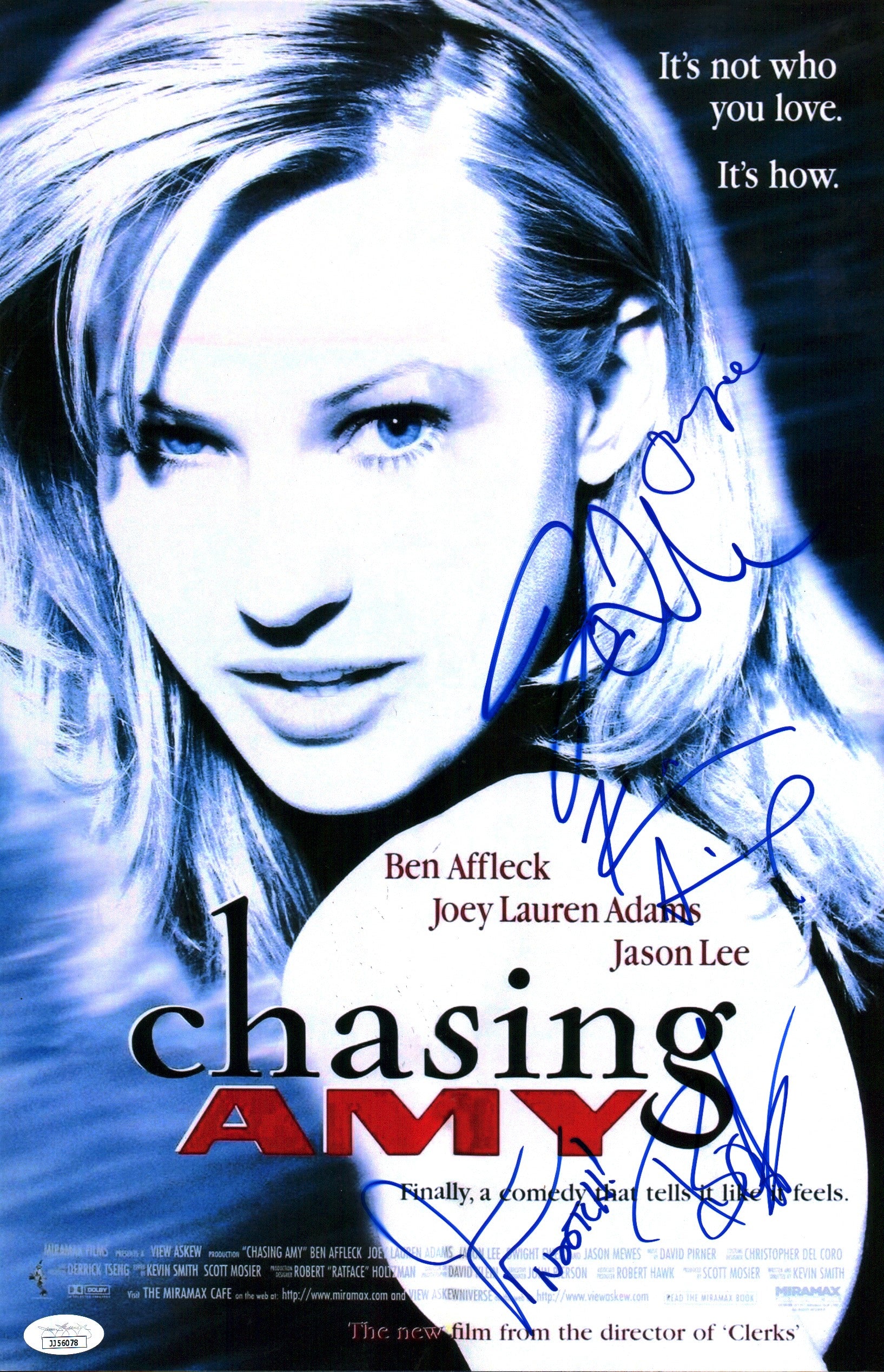 Chasing Amy 11x17 Signed Photo Poster Cast x5 Lee Adams Mewes O'Halloran Smith JSA Certified