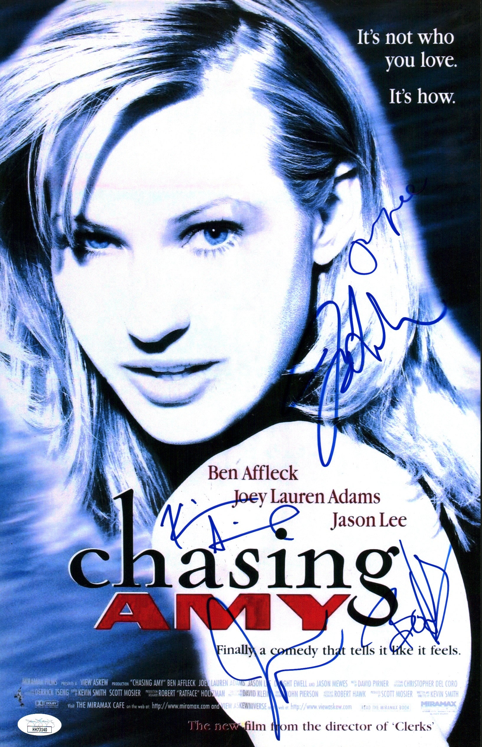 Chasing Amy 11x17 Signed Photo Poster Cast x5 Lee Adams Mewes O'Halloran Smith JSA Certified