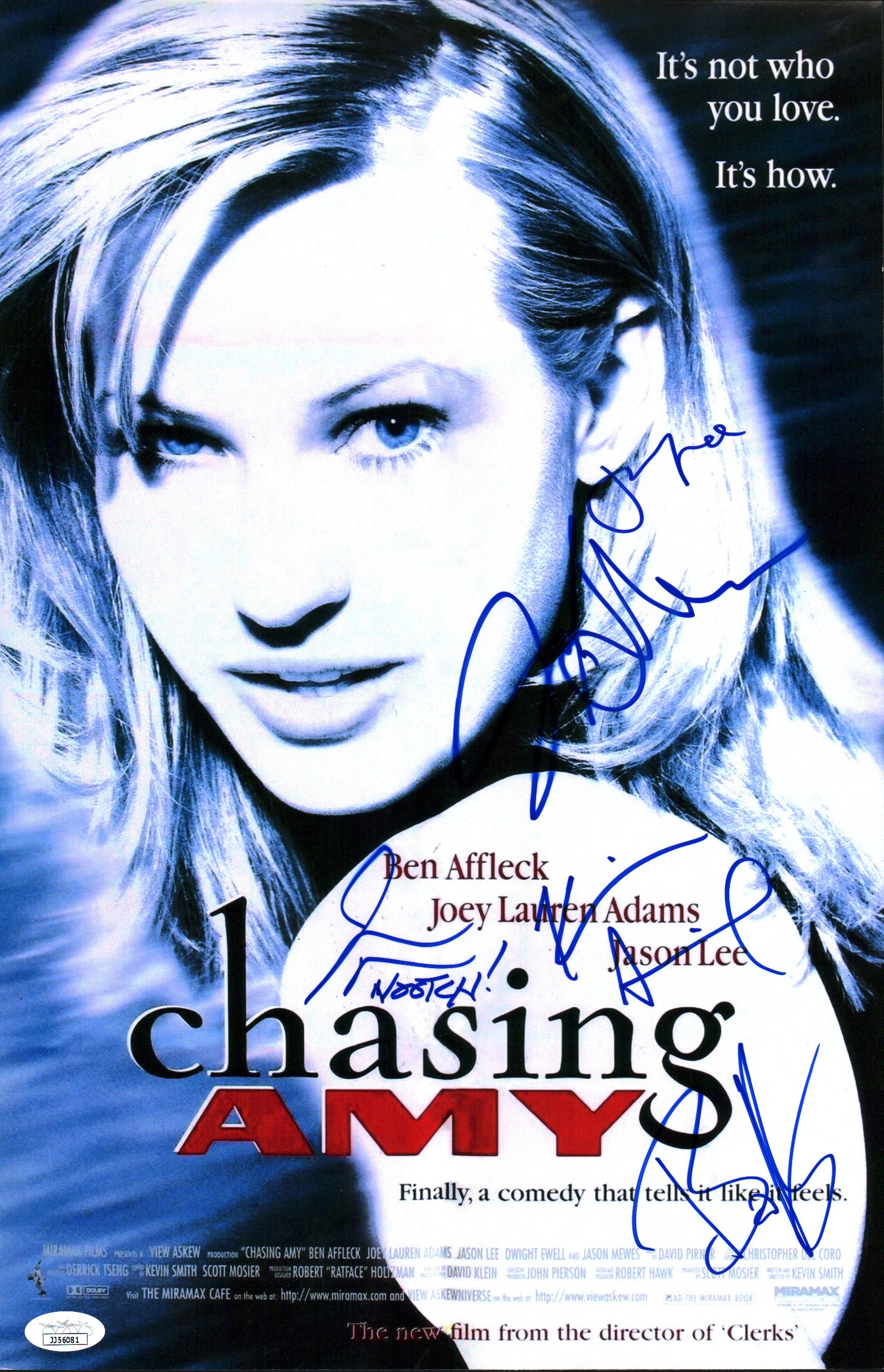 Chasing Amy 11x17 Signed Photo Poster Cast x5 Lee Adams Mewes O'Halloran Smith JSA Certified