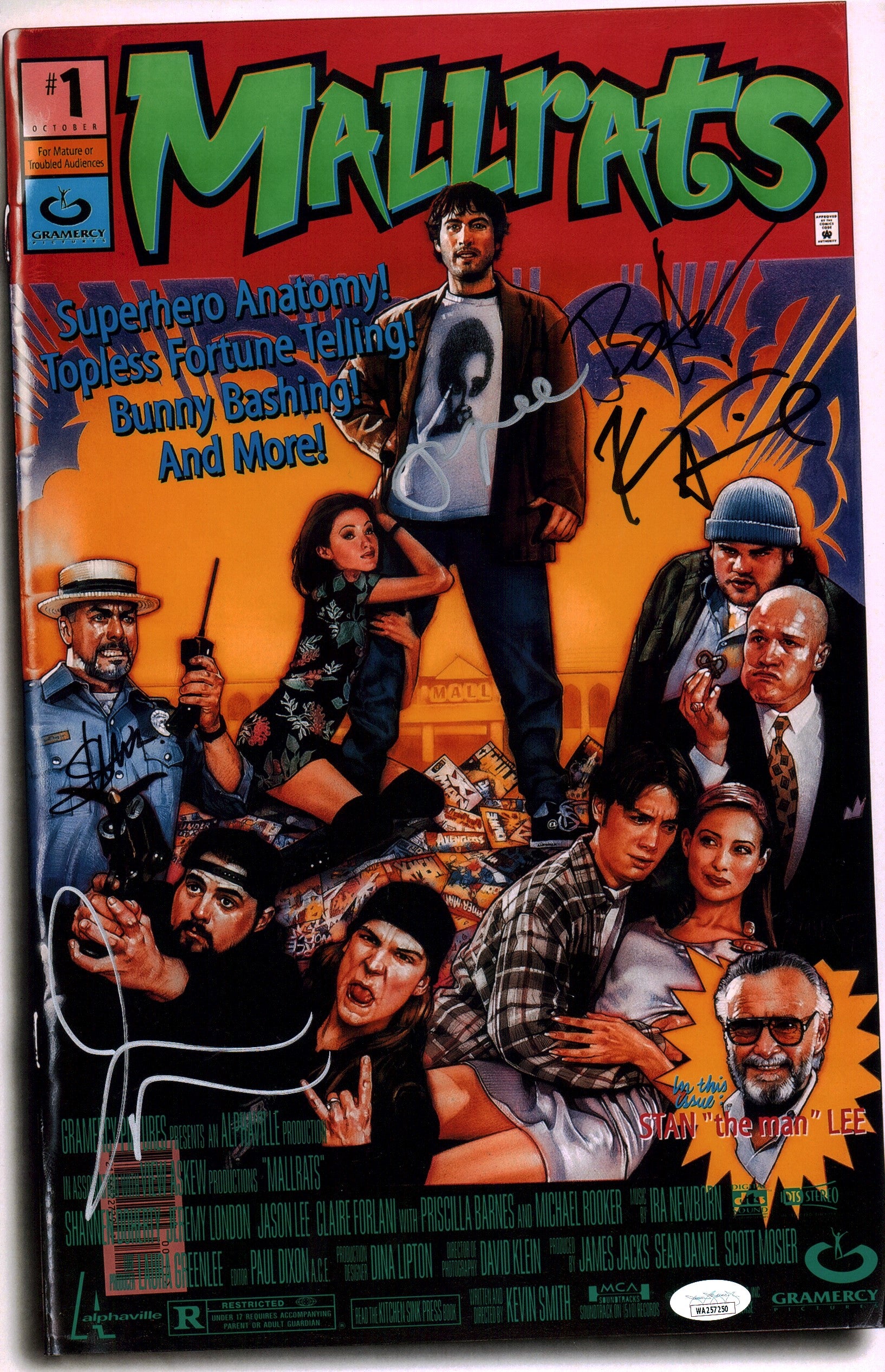 Mallrats 11x17 Signed Photo Poster Cast x5 Lee Mewes O'Halloran Smith Thorson JSA Certified Autograph