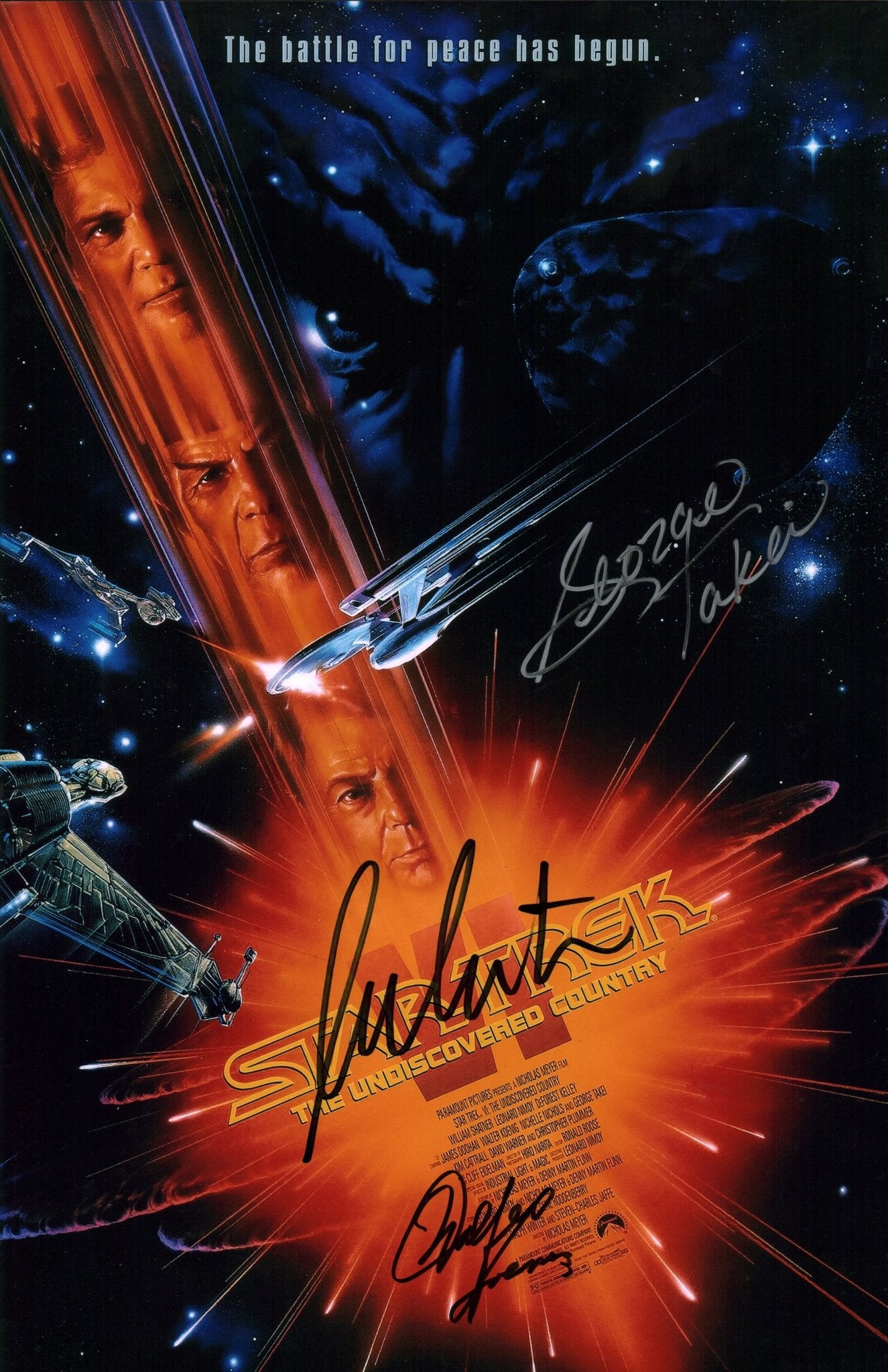 Star Trek VI: The Undiscovered Country 11x17 Poster Cast x3 Signed Koe