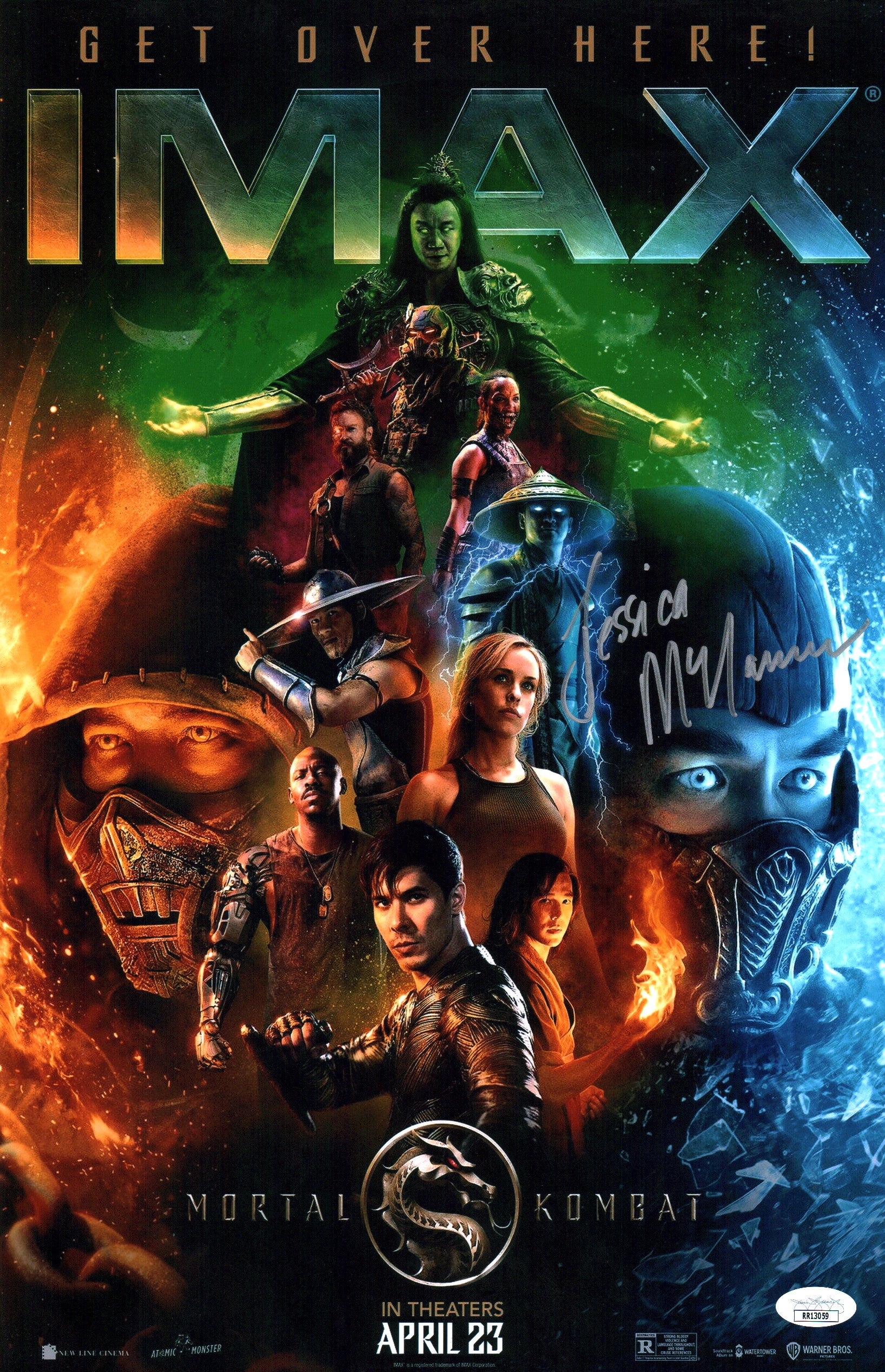 Jessica McNamee Mortal Kombat 11x17 Signed Mini Poster JSA Certified Autograph