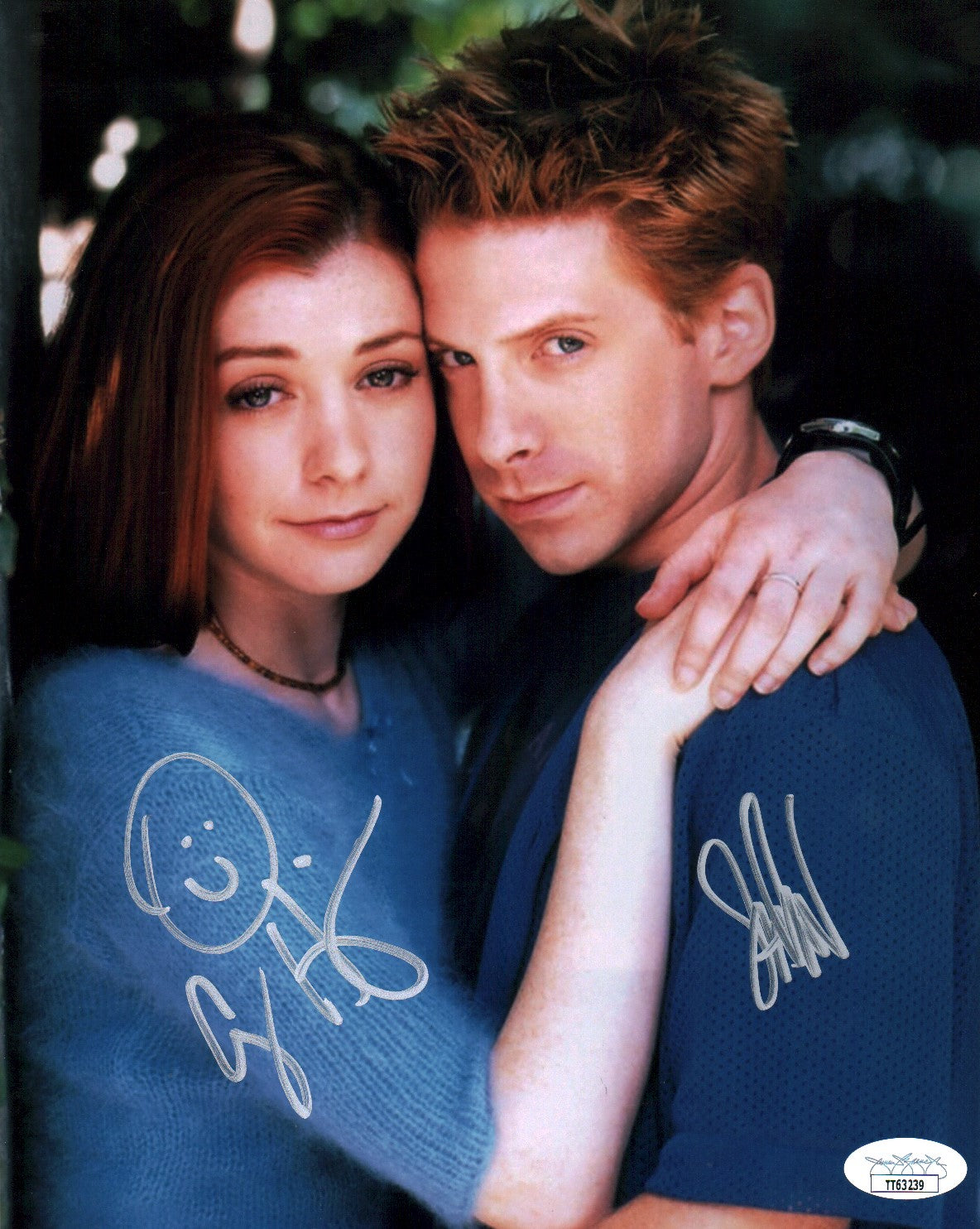 Buffy the Vampire Slayer 8x10 Signed Cast x2 Hannigan, Green JSA Certified Autograph