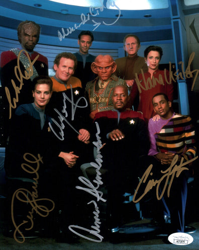 Star Trek: DS9 8x10 Photo Signed Dorn Farrell Lofton Meaney Shimerman Siddig Visitor Autograph JSA Certified COA