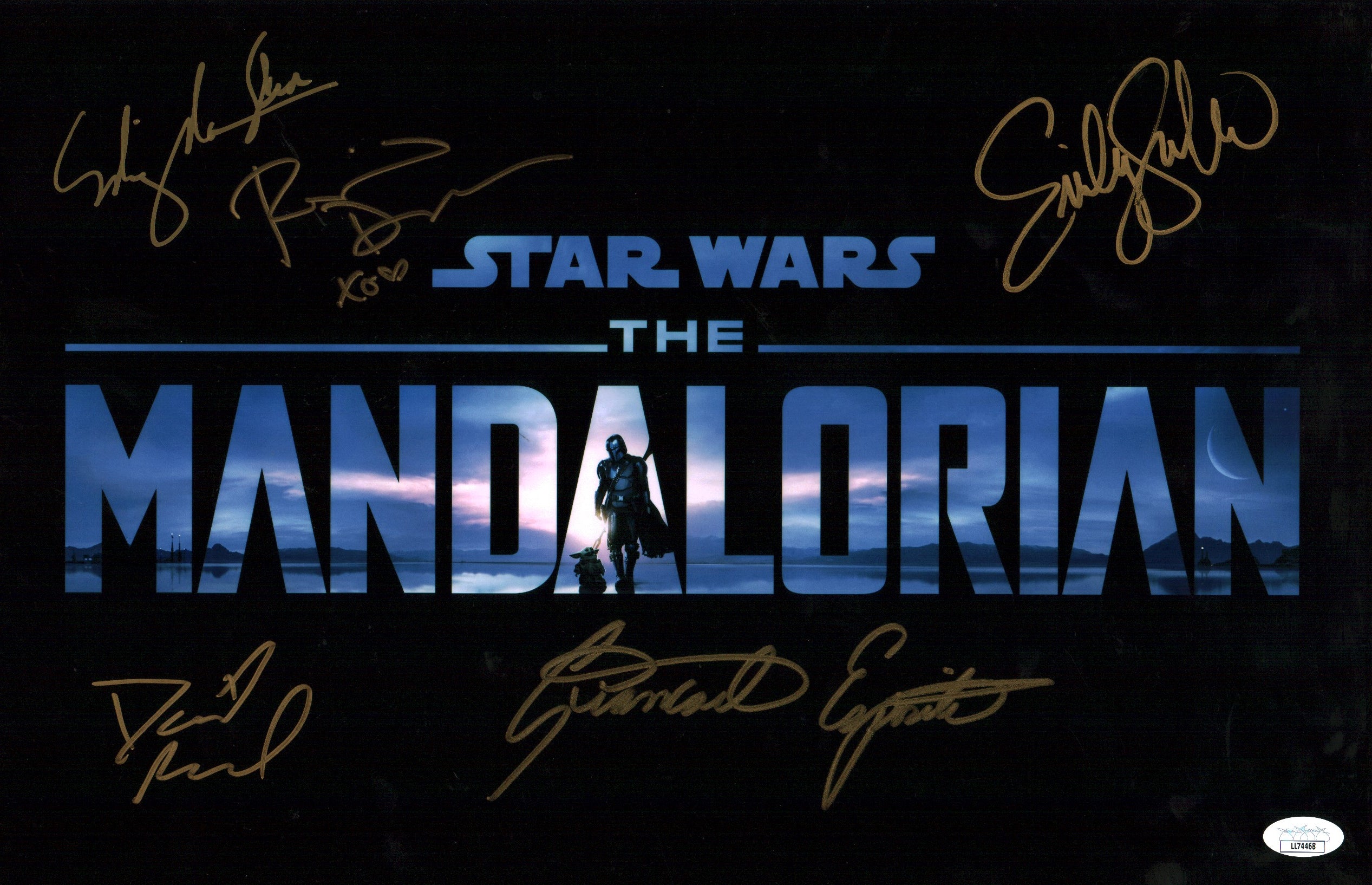 Star Wars The Mandalorian 11x17 Photo Poster Signed Autograph Acord Dawson Esposito Swallow Wen JSA Certified COA GalaxyCon