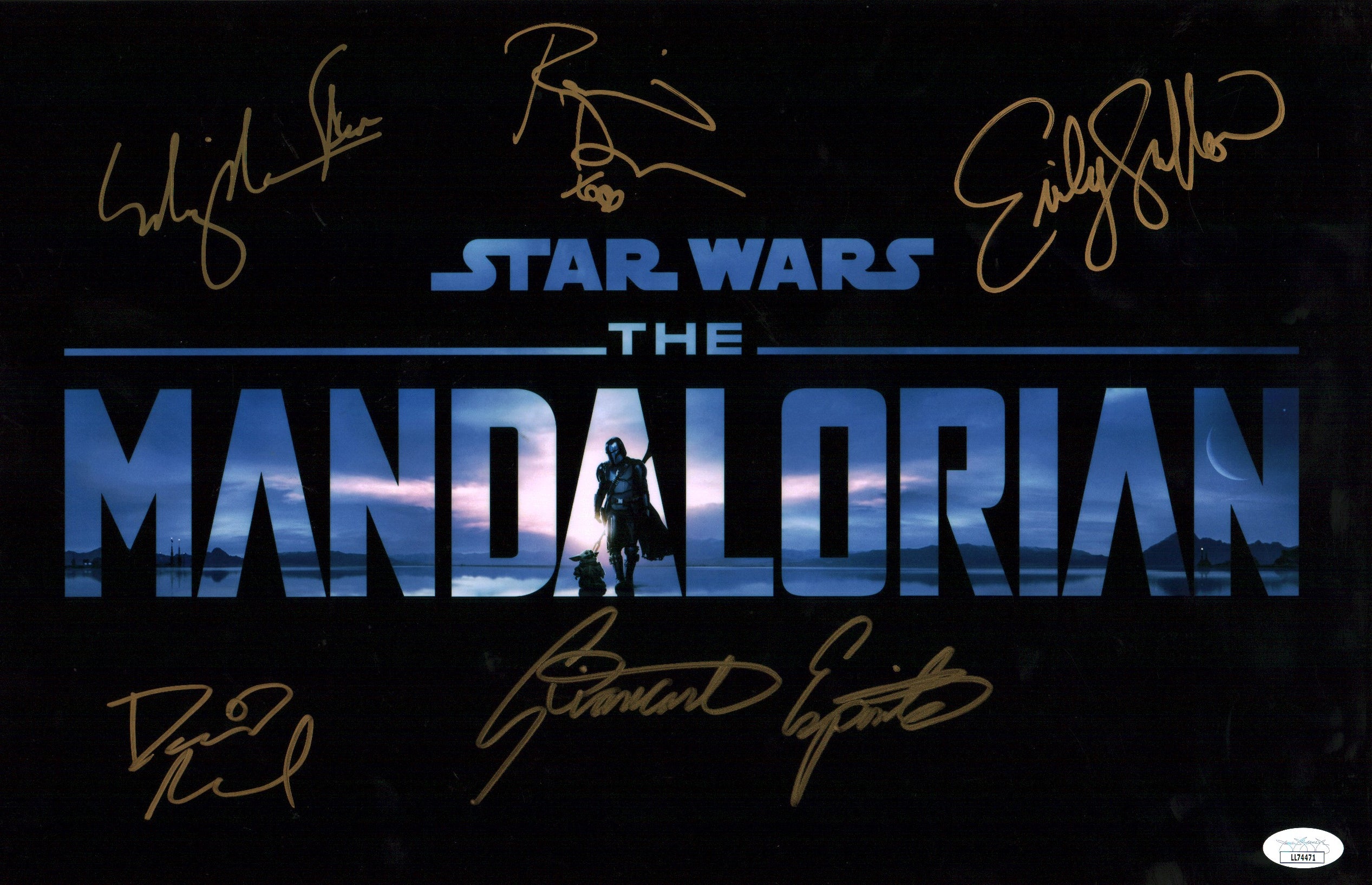 Star Wars The Mandalorian 11x17 Photo Poster Signed Autograph Acord Dawson Esposito Swallow Wen JSA Certified COA GalaxyCon