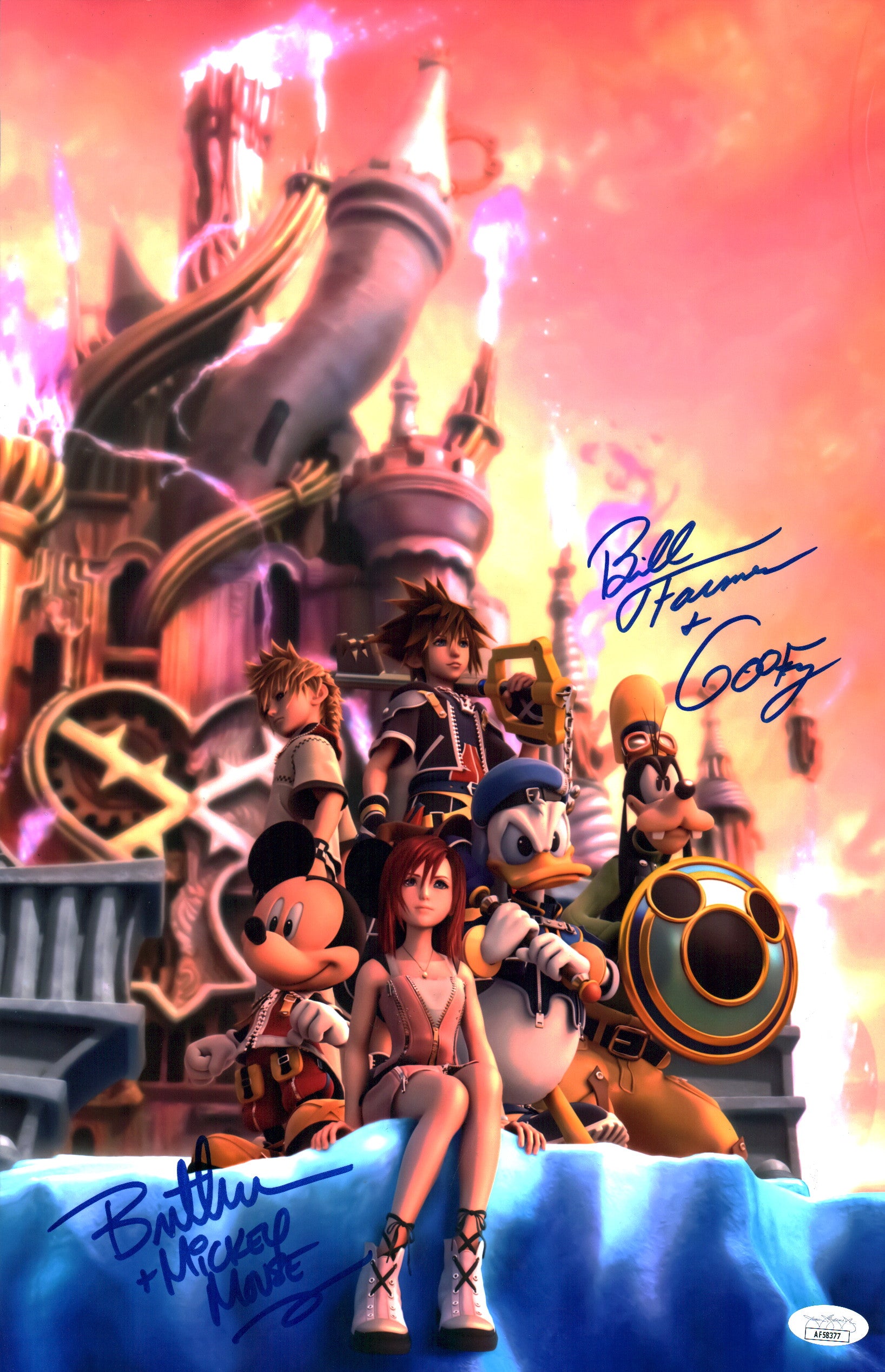 Kingdom Hearts 11x17 Mini Poster Cast x2 Signed Farmer Iwan JSA Certified Autograph GalaxyCon