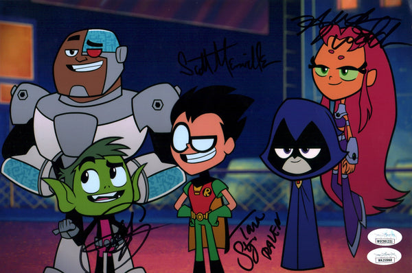 Teen Titans Go! 8x12 Photo Cast x4 Signed Cipes Walch Menville Strong JSA Certified Autograph GalaxyCon