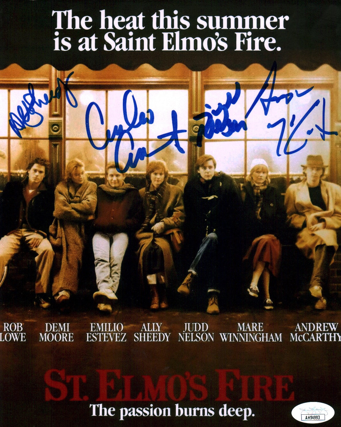 St. Elmo's Fire 8x10 Signed Photo Cast x4 Sheedy, McCarthy, Estevez, Nelson JSA Certified Autograph