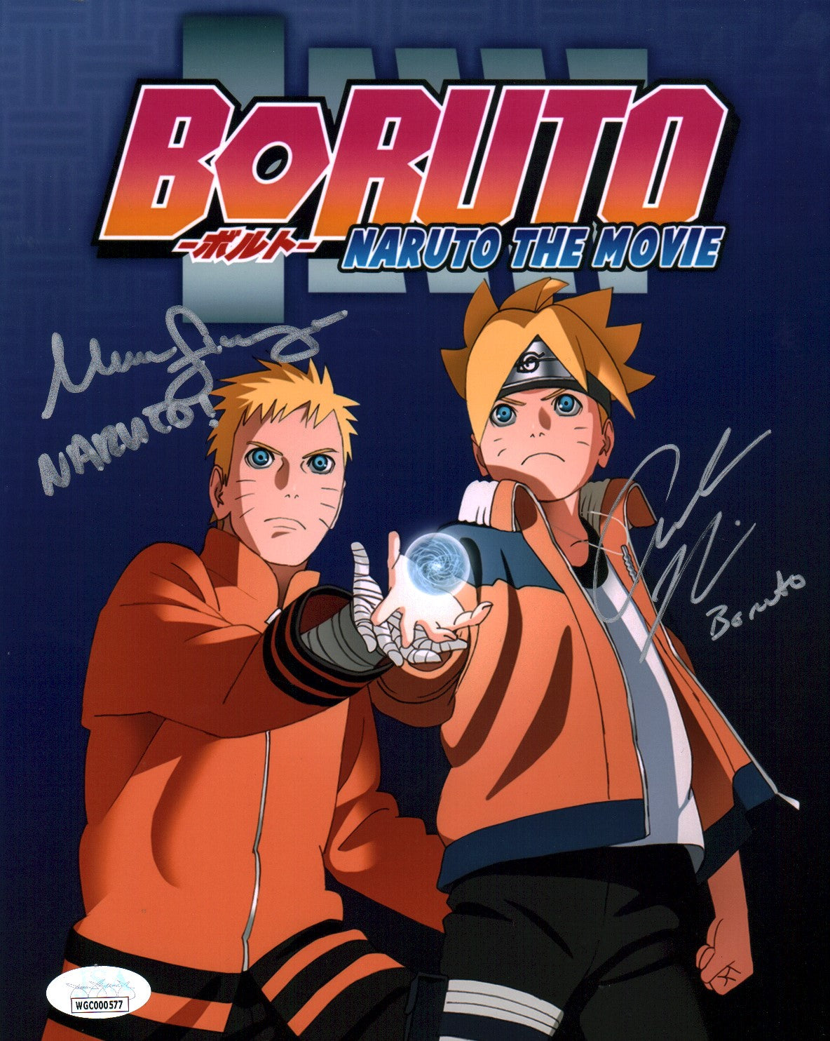 Boruto Naruto The Movie 8x10 Signed Photo Cast x2 Miller, Flanagan JSA Certified Autograph