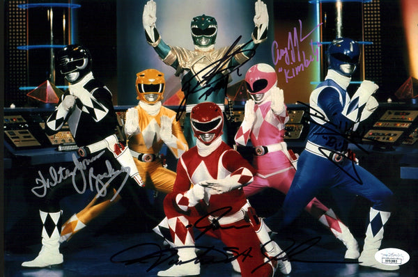 Mighty Morphin Power Rangers 8x10 Signed Cast 5x Photo Frank Johnson Yost Jones St. John JSA Certified Autograph