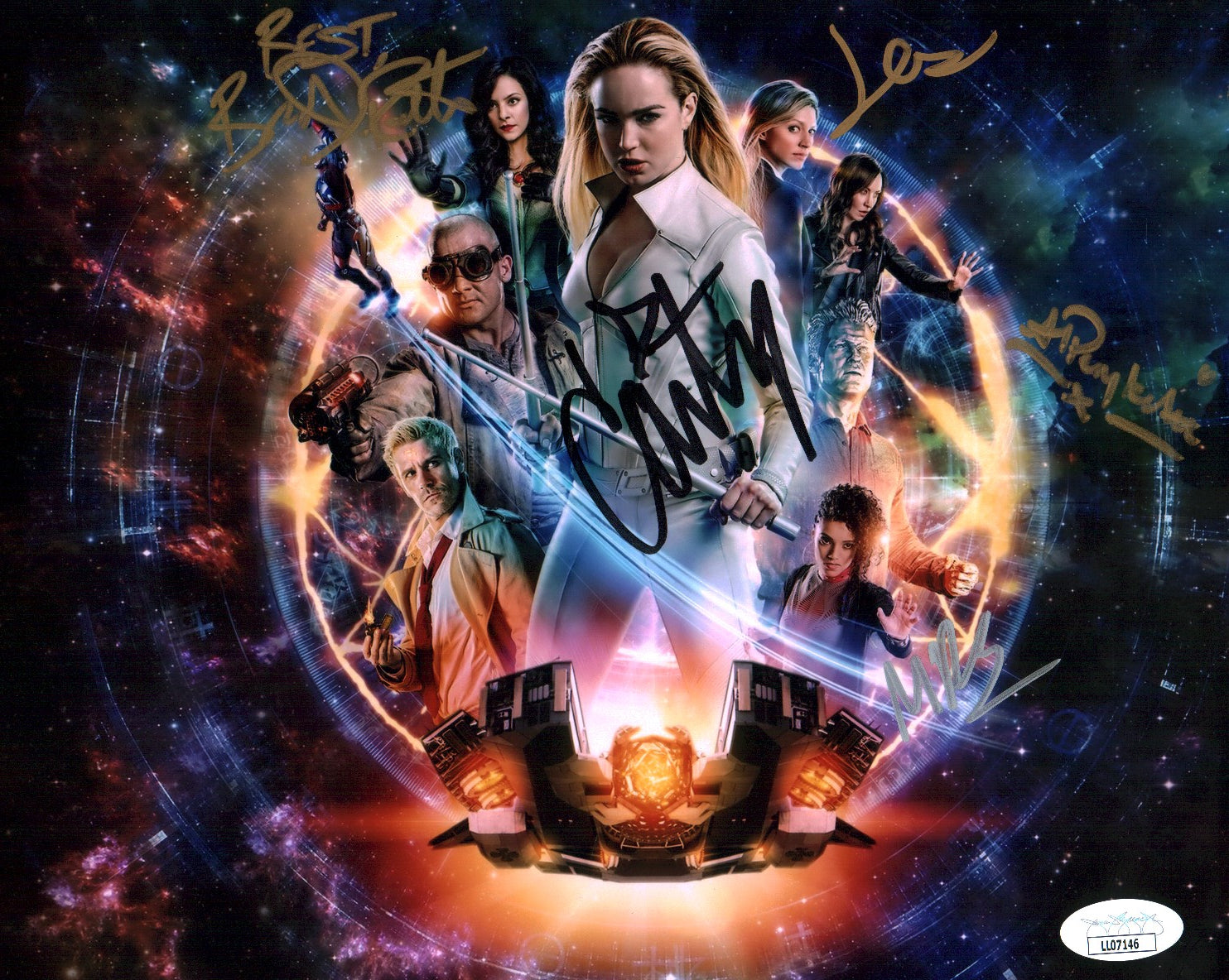 DC Legends of Tomorrow 8x10 Photo Cast x4 Signed Macallan, Lotz, Routh, Richardson JSA Certified Autograph