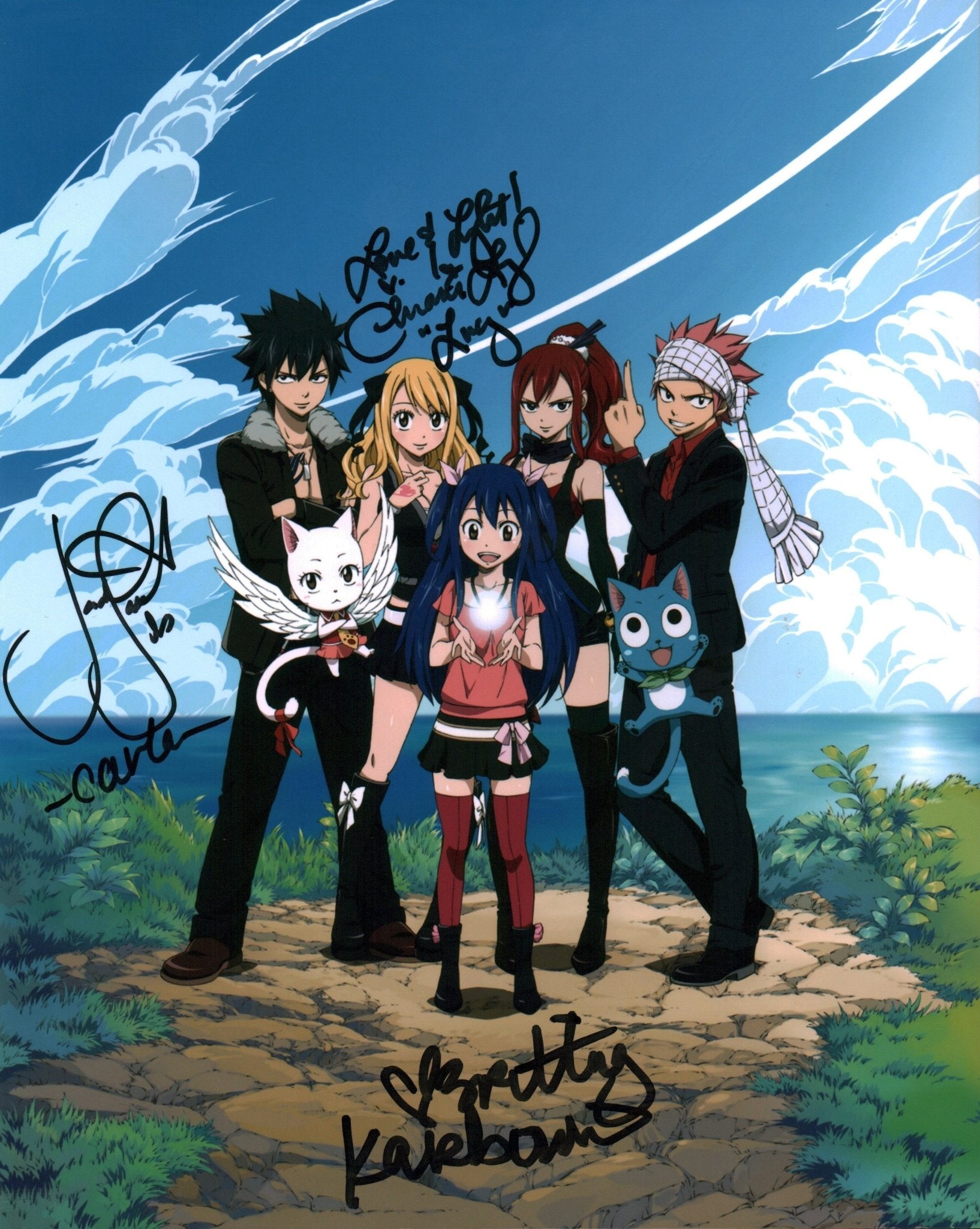Fairy Tail 8x10 Photo Cast x3 Signed Leigh, Saxton, Karbowski JSA Certified Autograph