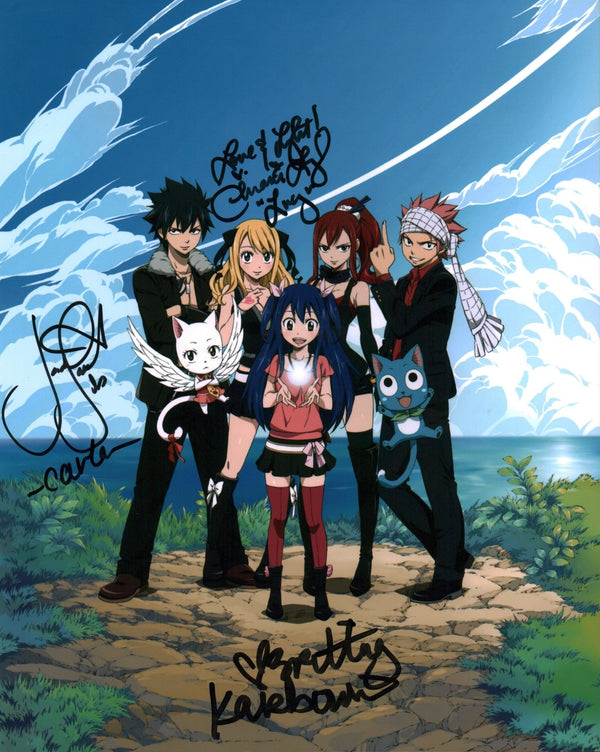 Fairy Tail 8x10 Photo Cast x3 Signed Leigh, Saxton, Karbowski JSA Certified Autograph