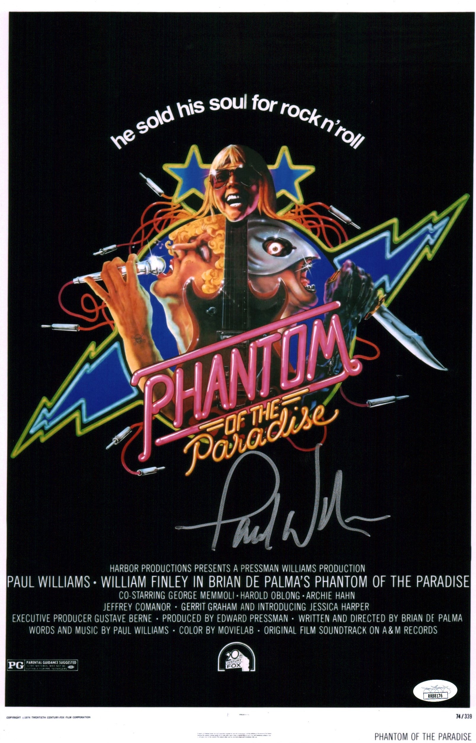 Paul Williams Phantom of The Paradise 11x17 Signed Mini Poster JSA Certified Autograph