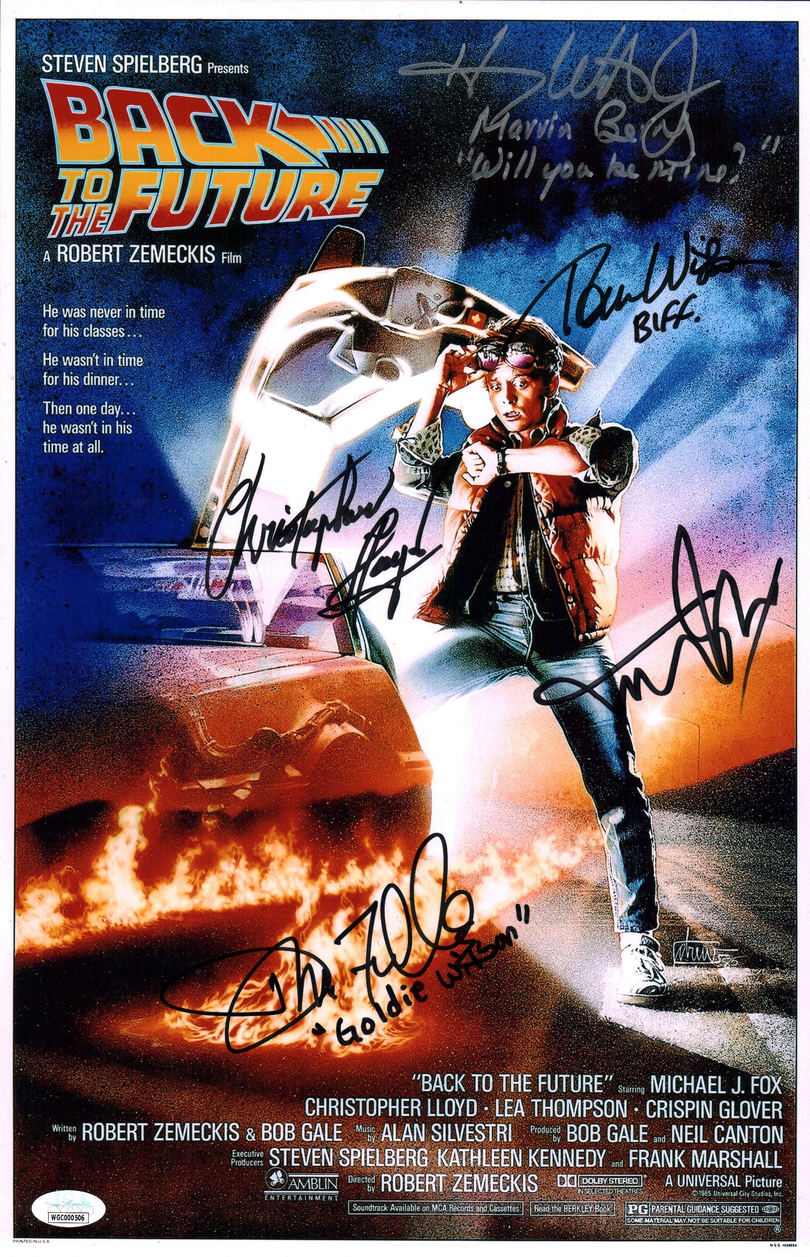 Back to the Future 11x17 Cast x5 Signed Fox Lloyd Waters Wilson Fullilove Photo Poster JSA Certified COA Autograph