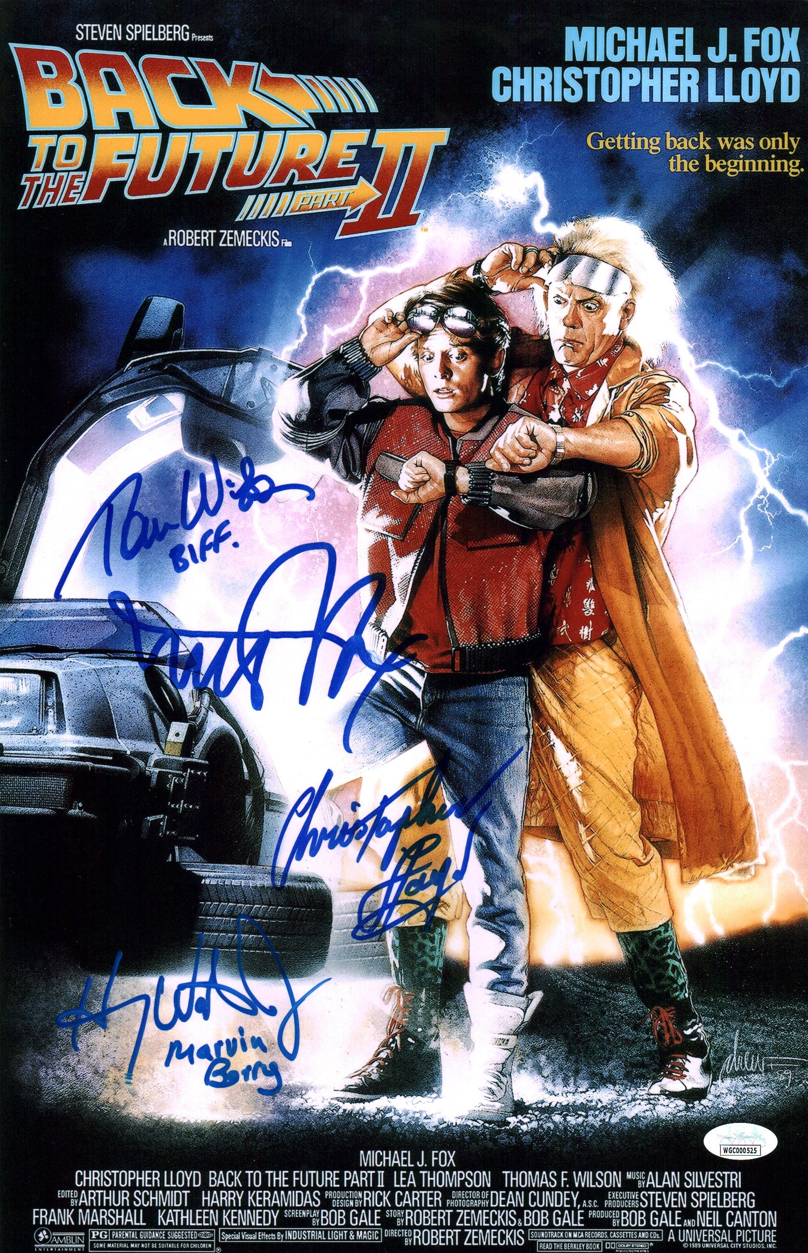 Back to the Future: Part II 11x17 Cast X4 Signed Fox Lloyd Waters Wilson Photo Poster JSA Certified COA Autograph GalaxyCon