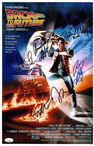 Back to the Future 11x17 Cast x6 Signed Fox Lloyd Waters Wilson Fullilove Thompson  Photo Poster JSA Certified Autograph